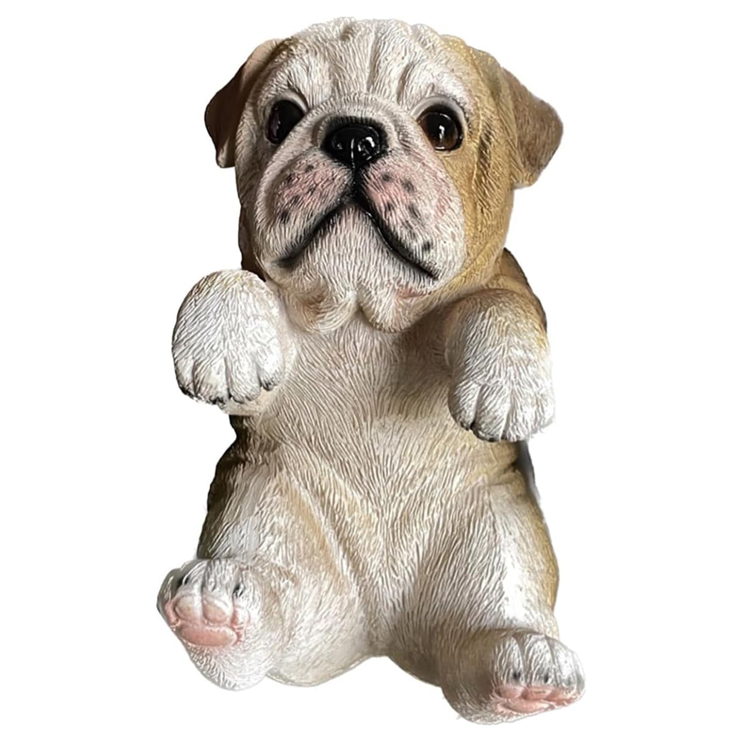 Dekofigur Bulldogge zum Anhängen Blumentopf Hundefigur braun wetterfest für Garten Balkon Terrasse und Zimmerpflanzen