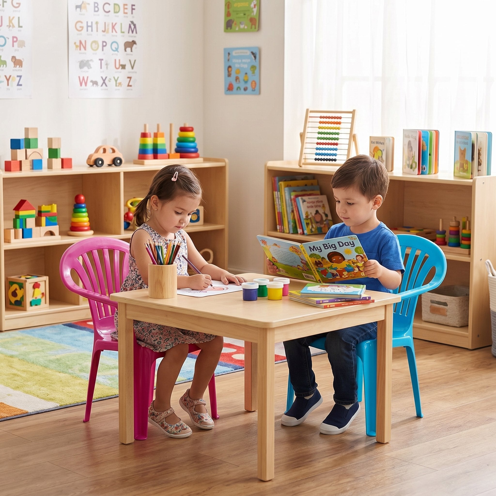 Kinderstuhl aus Kunststoff stapelbar Kinder Gartenstuhl mit Armlehnen bis 35 kg Farbe wählbar