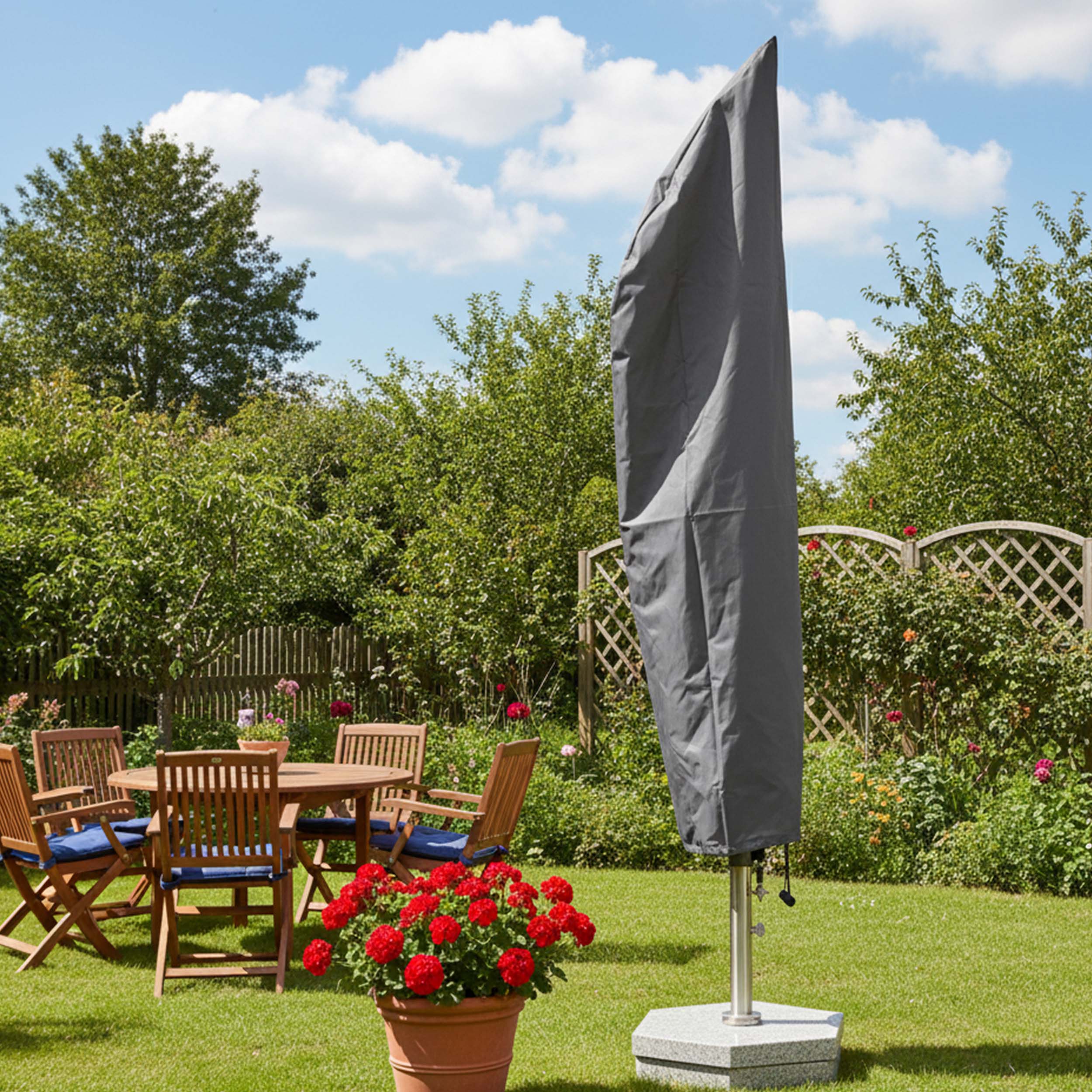 Ampelschirm Schutzhülle Rügen NaturLine 265 × 40/70/50 cm – wetterfeste Sonnenschirm Hülle mit Aufziehstab & Tunnelzugsystem für 2–4 m Schirme