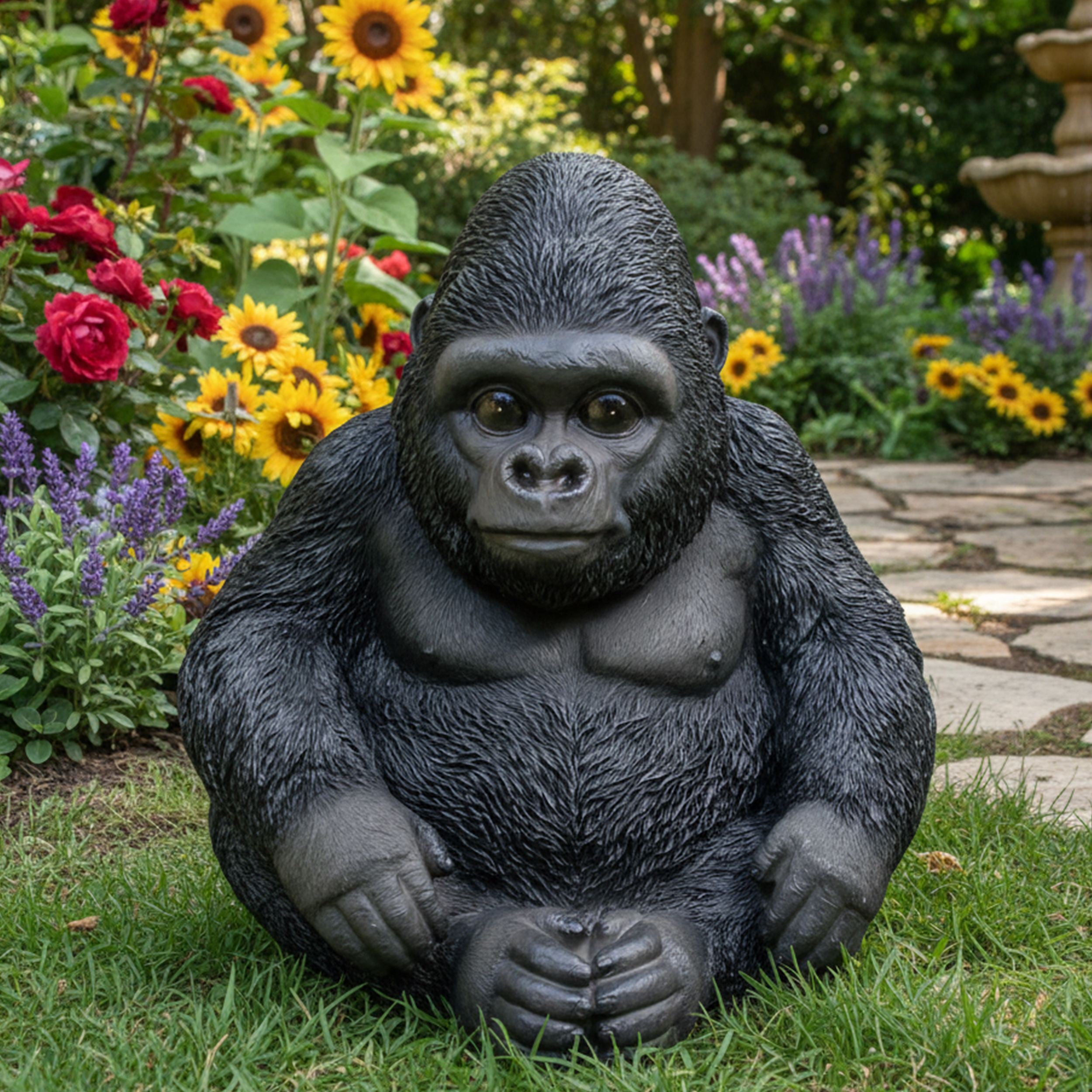 Affe Figur Affen Deko Gartenfigur Gorilla Pepe Tierfigur