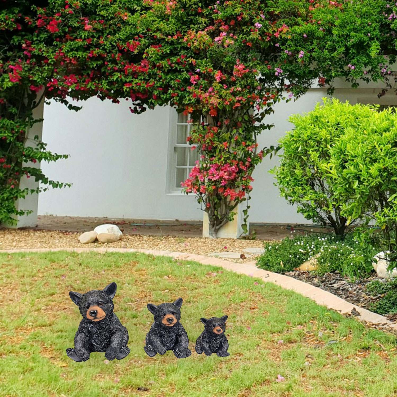 Bären Bärenfigur Schwarzbären 3er Set Tierfigur Gartendekoration Dekofigur