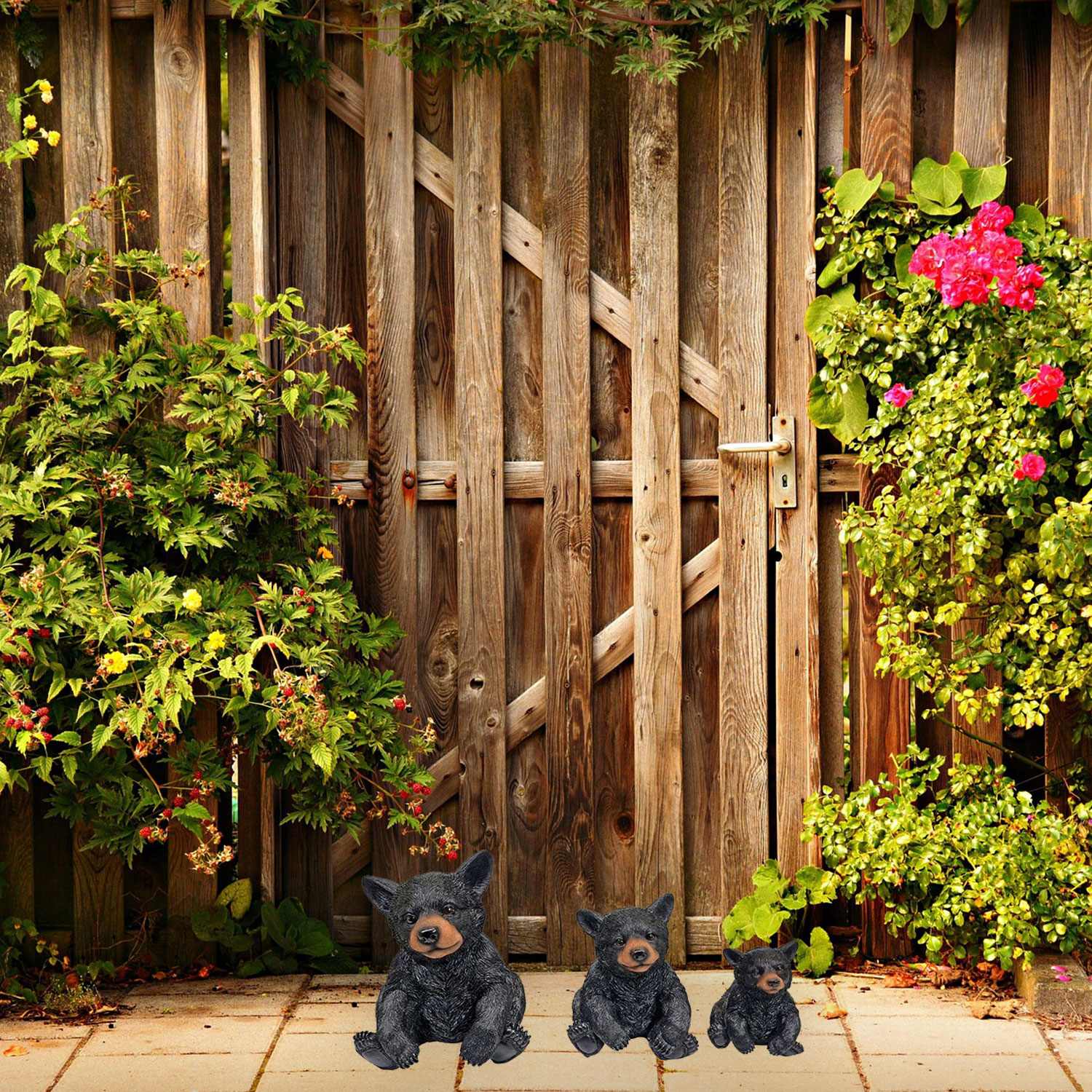 Bären Bärenfigur Schwarzbären 3er Set Tierfigur Gartendekoration Dekofigur