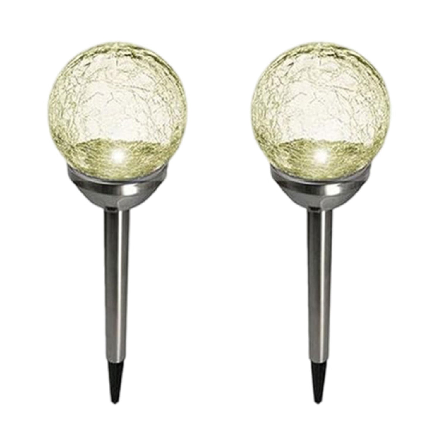 LED Solarleuchten Garten Solarlampen Garten Edelstahl Solarleuchten Echtglas Crackle Glas
