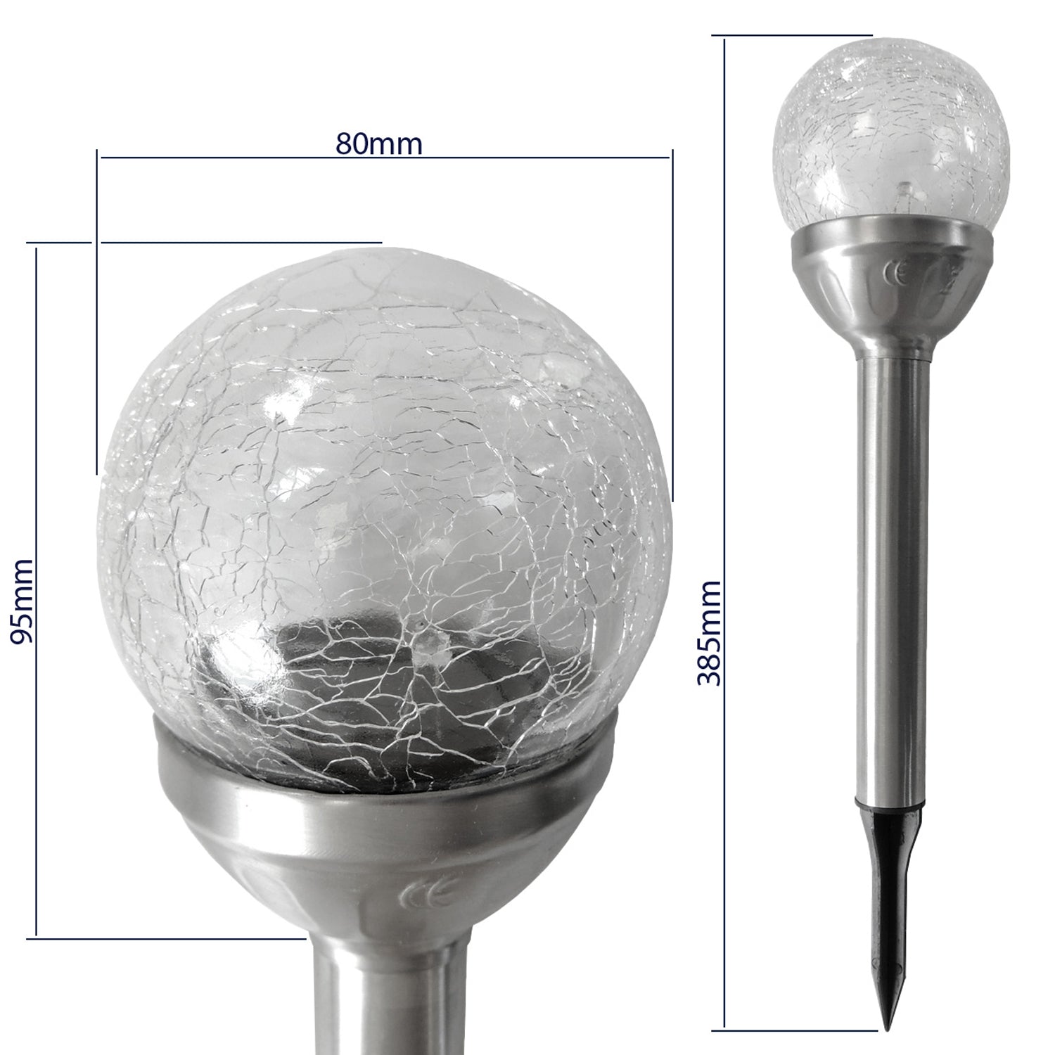 LED Solarleuchten Garten Solarlampen Garten Edelstahl Solarleuchten Echtglas Crackle Glas