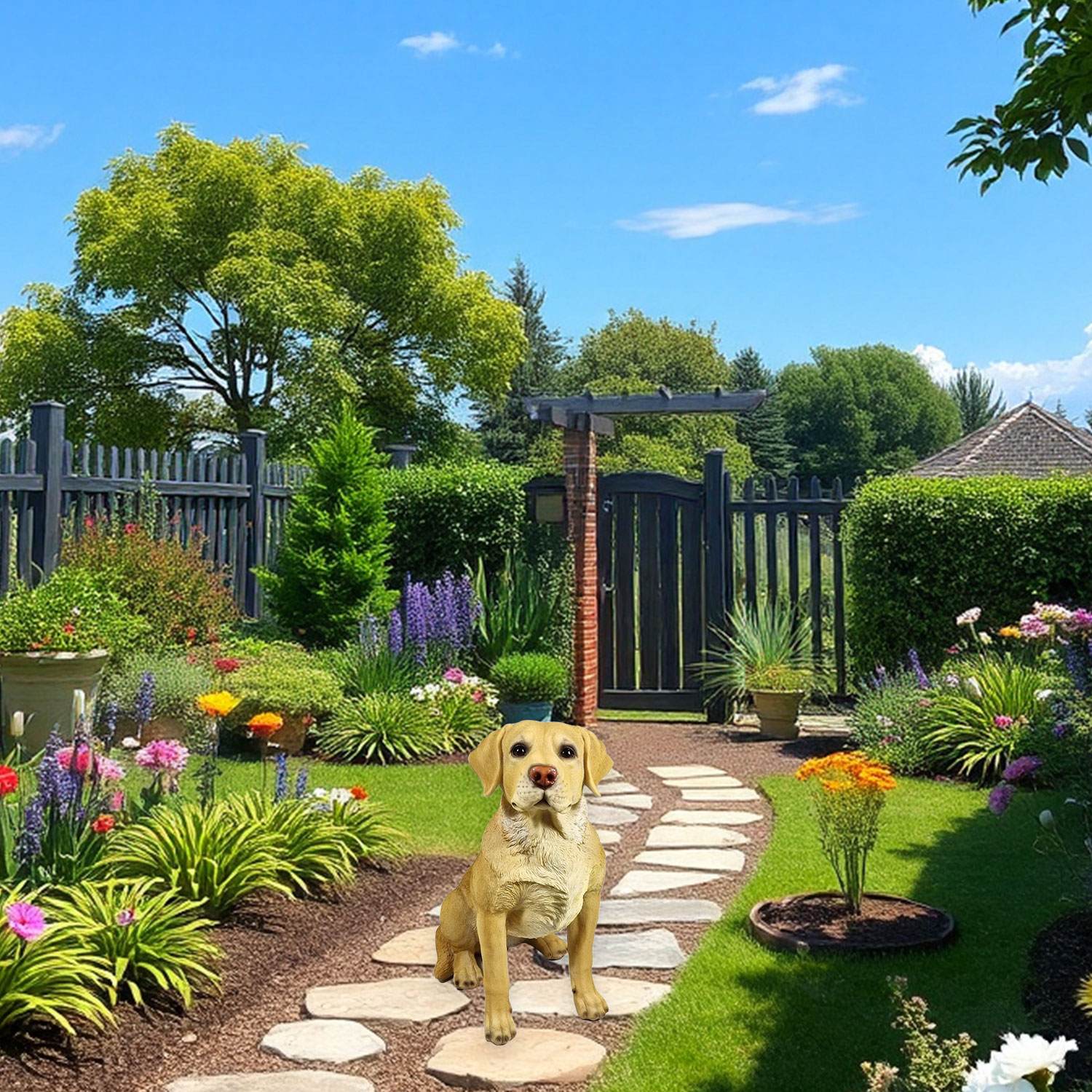 Hundefigur Labrador Figur „Balou“ Deko Hund Hundefiguren Lebensecht für Garten & Haus