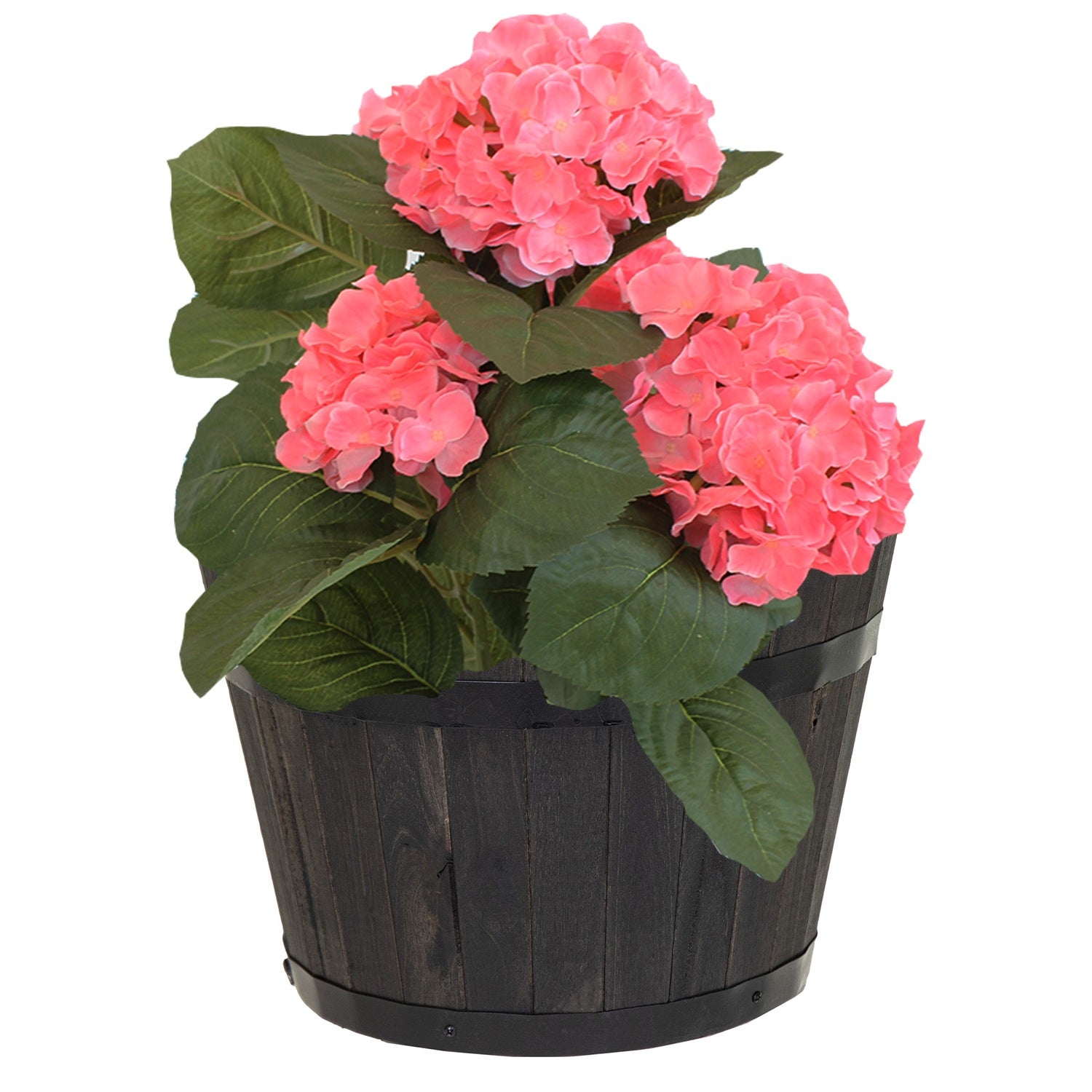 Pflanztopf rund aus FSC-Akazienholz anthrazit | Blumentöpe-Pflanzkübel mit Entwässerungsloch | verschiedene Größen