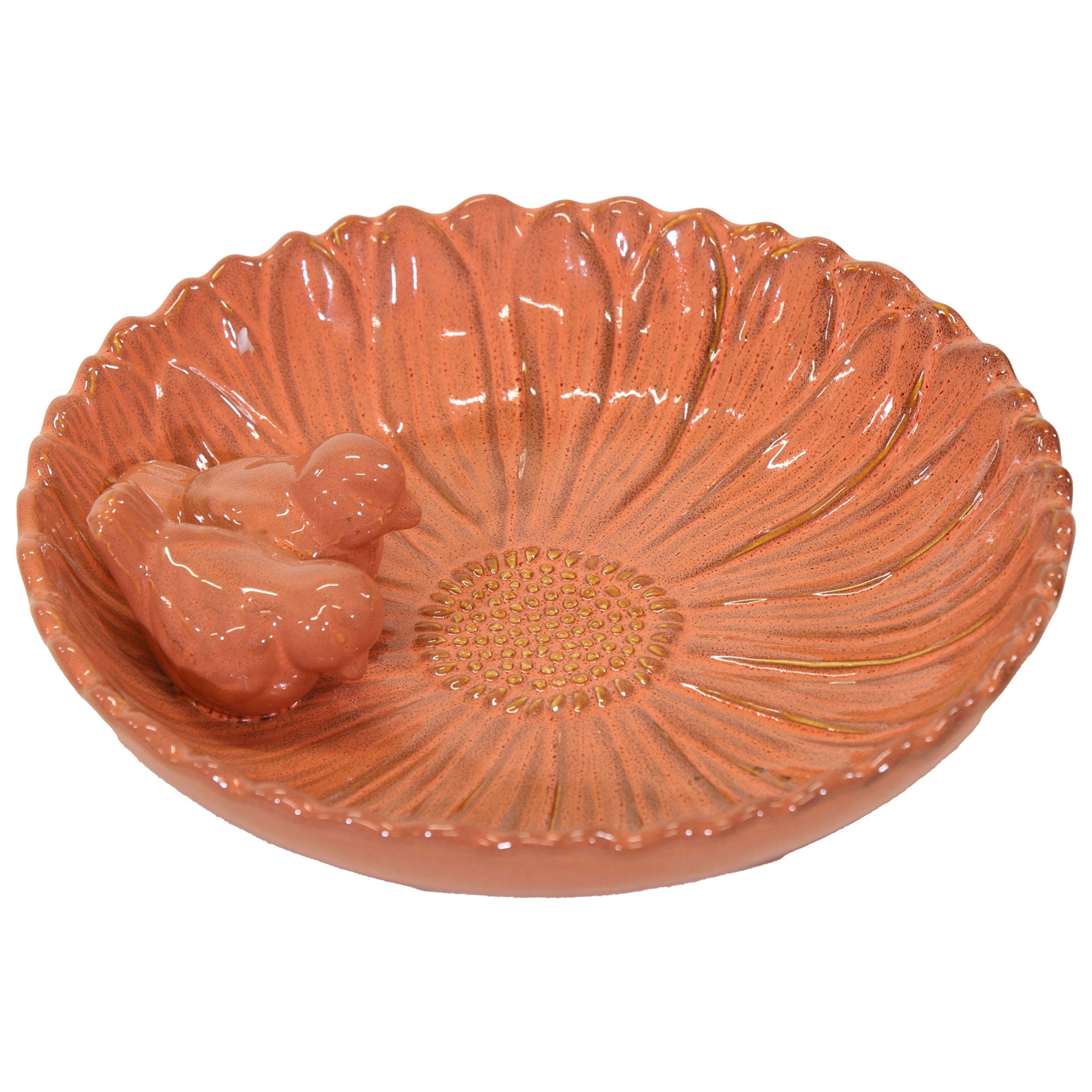 Vogeltränke winterfest | Fleur | Deko-Vogelbad mit 2 Keramikvögeln | glasierte Vogeltränke für Garten, Balkon oder Terrasse wetterfest, Ø 23 cm oder Ø 28 cm