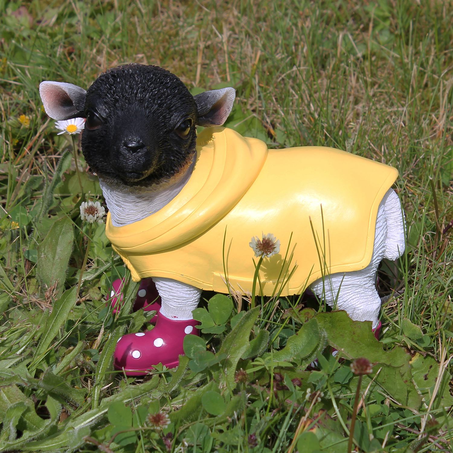 Gartenfigur Schaf Lamm Figur Deko Schaf lustige Gartenfiguren mit Mantel und Gummistiefel versch. Farben