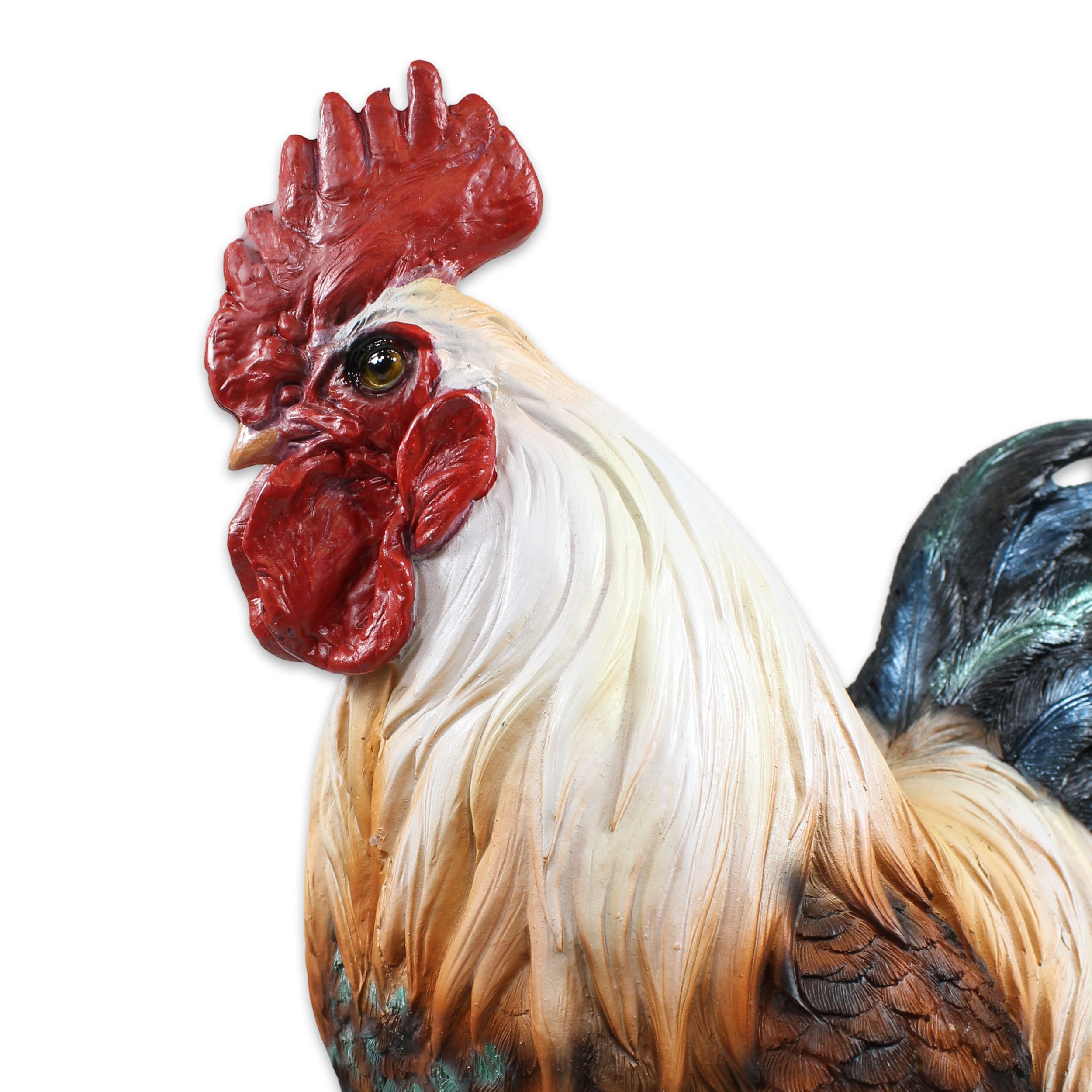 Hahn Figur für Garten 35 cm – wetterfester Deko Hahn aus Polyresin – detailreiche Gartendeko im Landhausstil