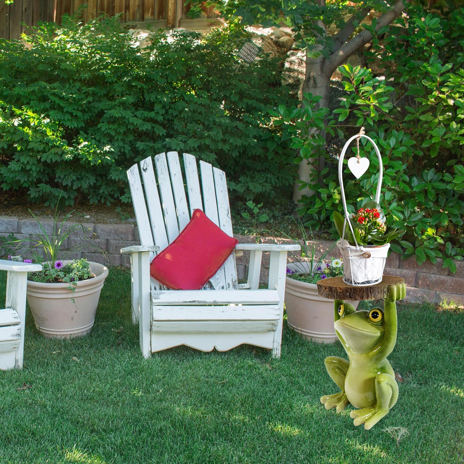 Beistelltisch Outdoor und Indoor | Frosch Tisch Froschdeko Beistelltisch für Pflanzen | Frosch Figuren