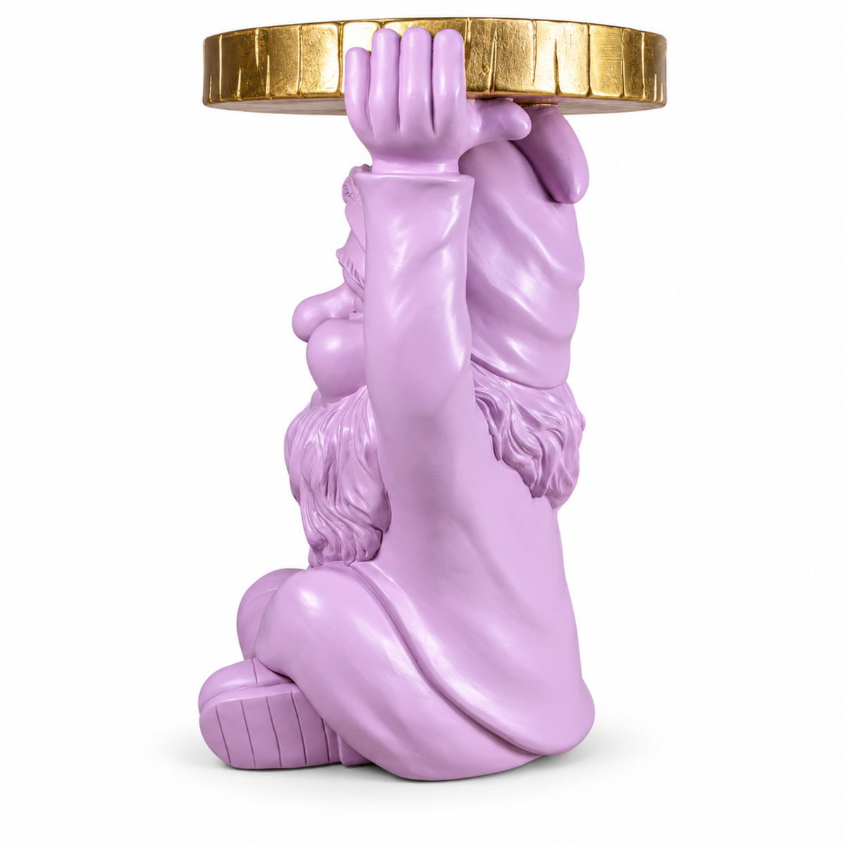 Beistelltisch Gartenzwerg mit goldfarbener Tischplatte Design Telefontisch klein für Wohnzimmer Flur und Schlafzimmer in Rosa oder Schwarz
