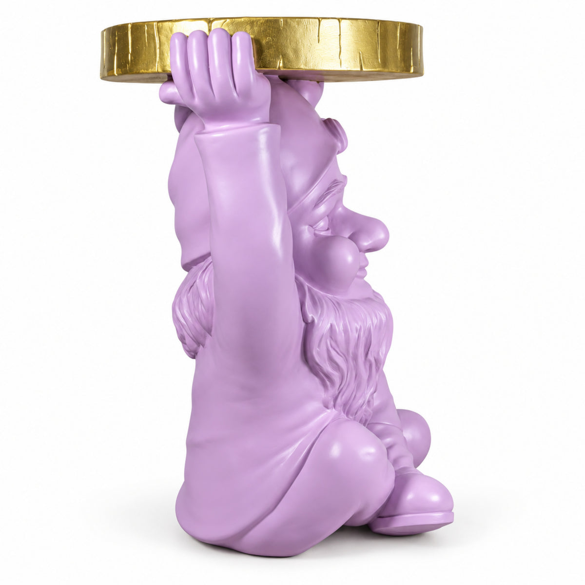 Beistelltisch Gartenzwerg mit goldfarbener Tischplatte Design Telefontisch klein für Wohnzimmer Flur und Schlafzimmer in Rosa oder Schwarz