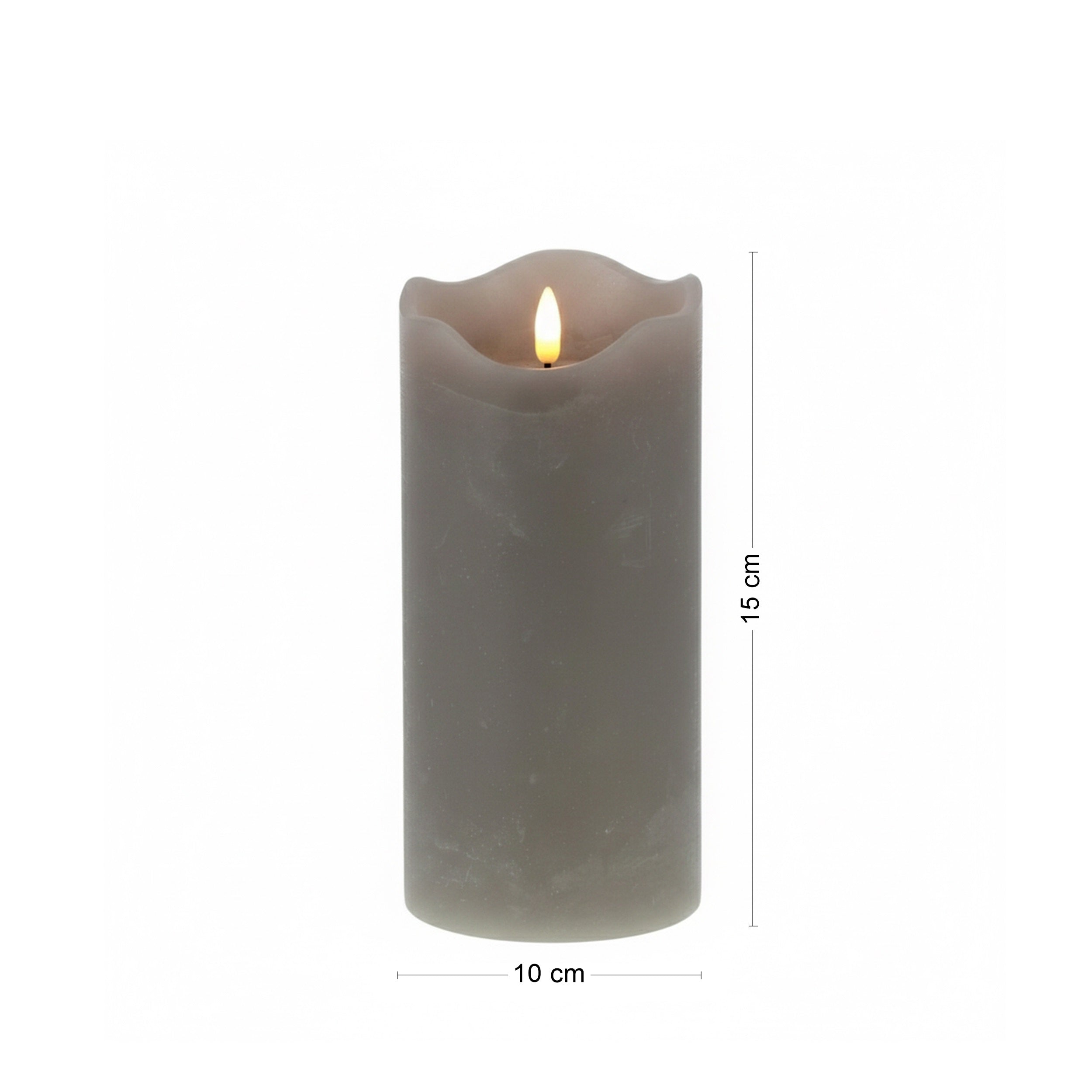 LED Kerze grau mit 3D Flamme Echtwachs Optik Timer 6h 18h Indoor Deko Kerze flackernd batteriebetrieben in drei Größen