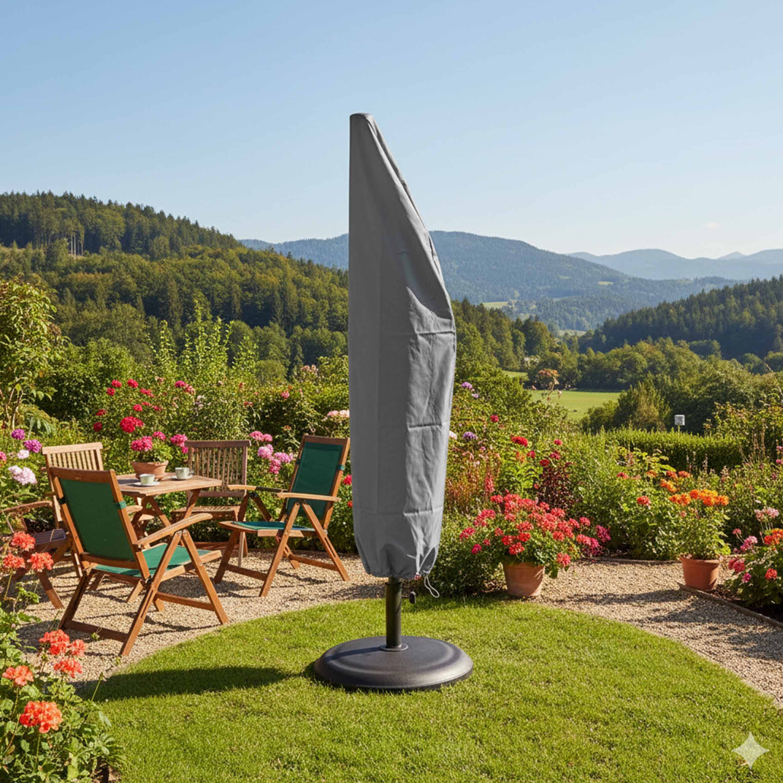 Ampelschirm Schutzhülle Westerland NaturLine 197 × 65/47 cm – wetterfeste Sonnenschirm Hülle & Abdeckung bis 3 m