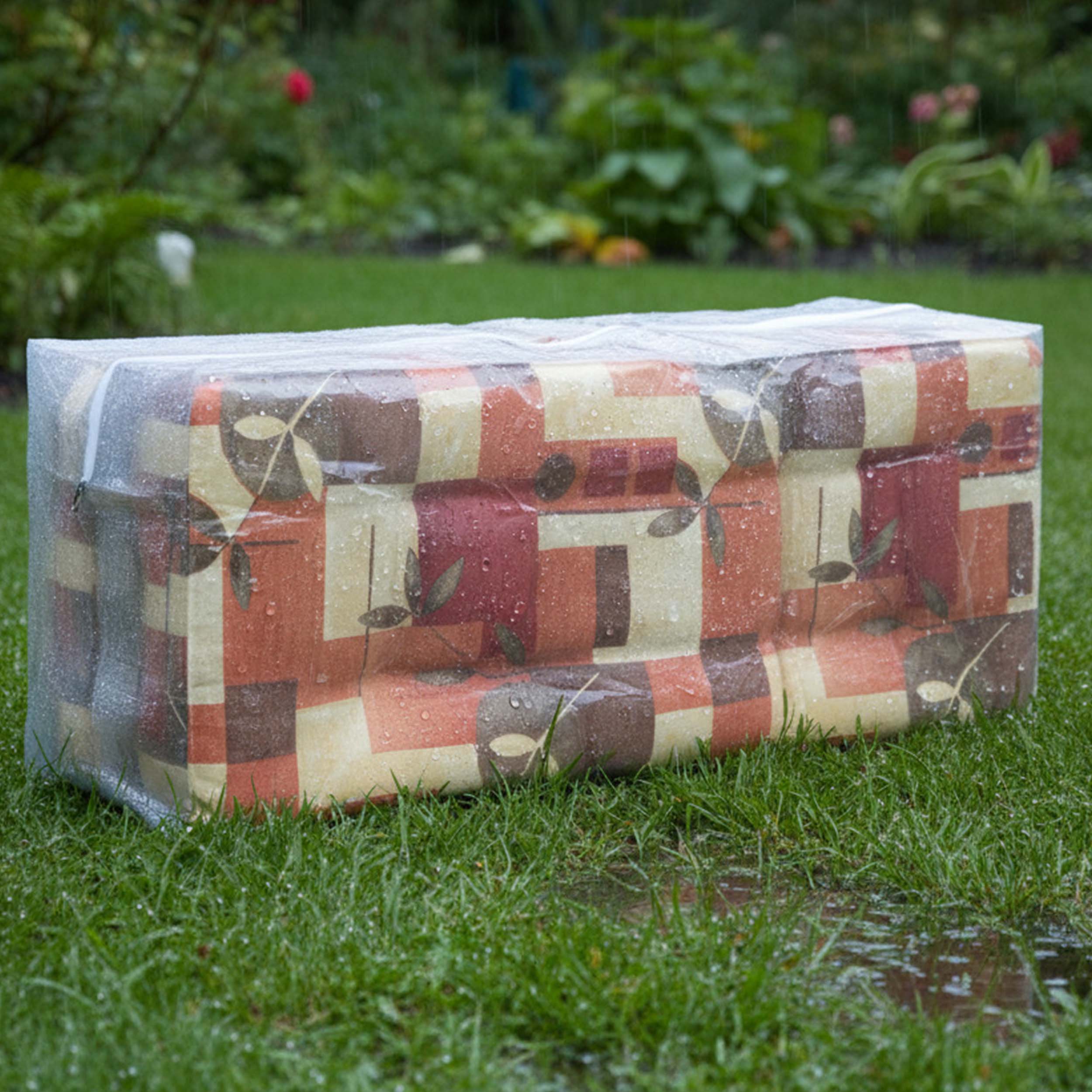 Profiline Auflagentasche transparent für Gartenauflagen, Schutzhülle wetterfest mit Reißverschluss, 125x50x32 cm