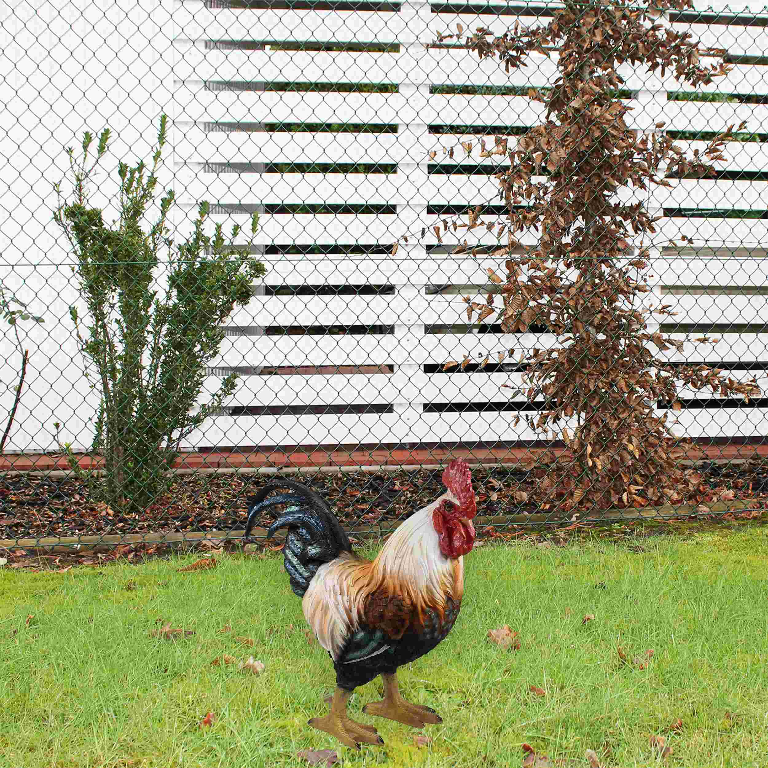 Hahn Figur für Garten 35 cm – wetterfester Deko Hahn aus Polyresin – detailreiche Gartendeko im Landhausstil