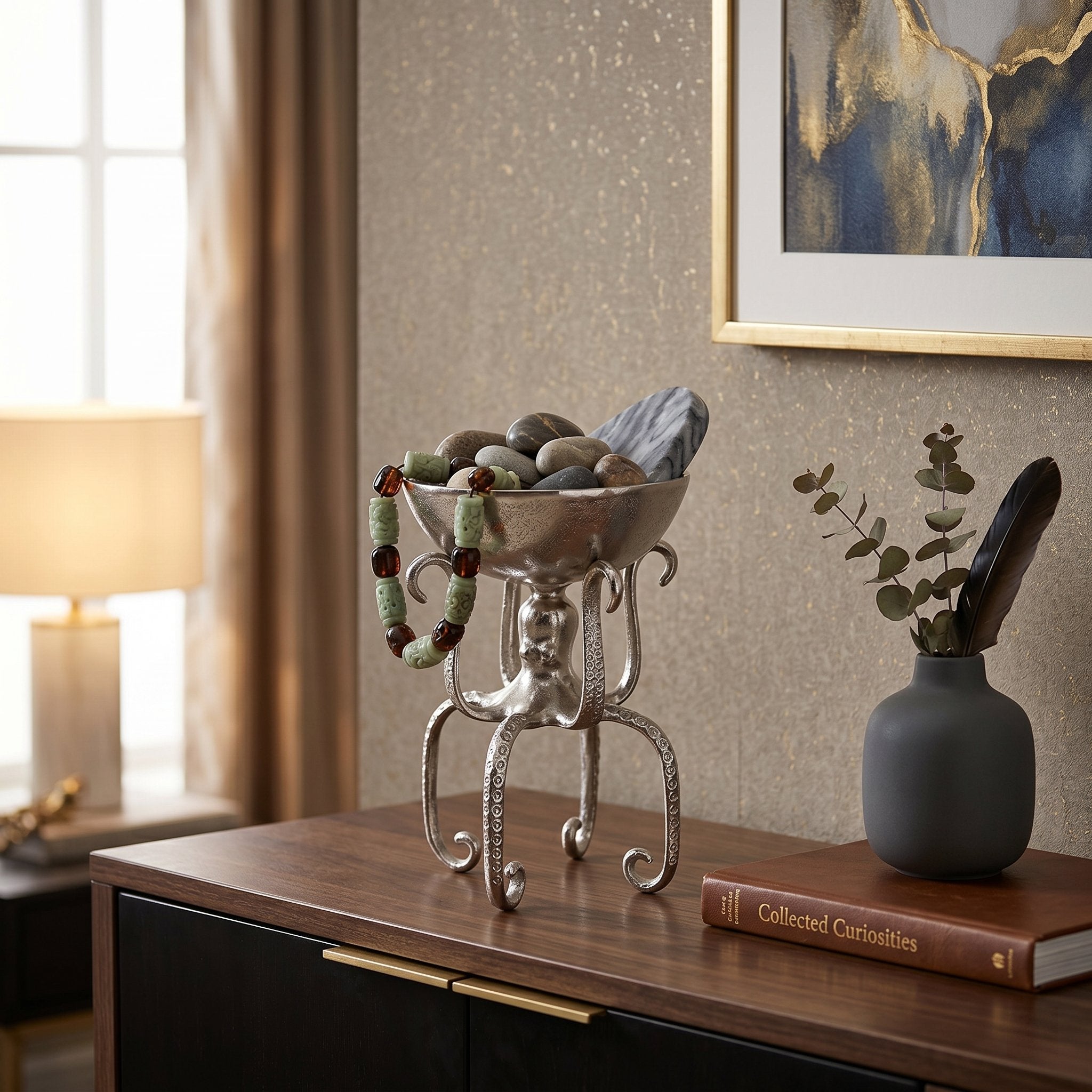 Maritime Deko Octopus aus Aluminium silber - Kerzenleuchter oder Deko-Schale als Tischdeko maritim Variante wählbar