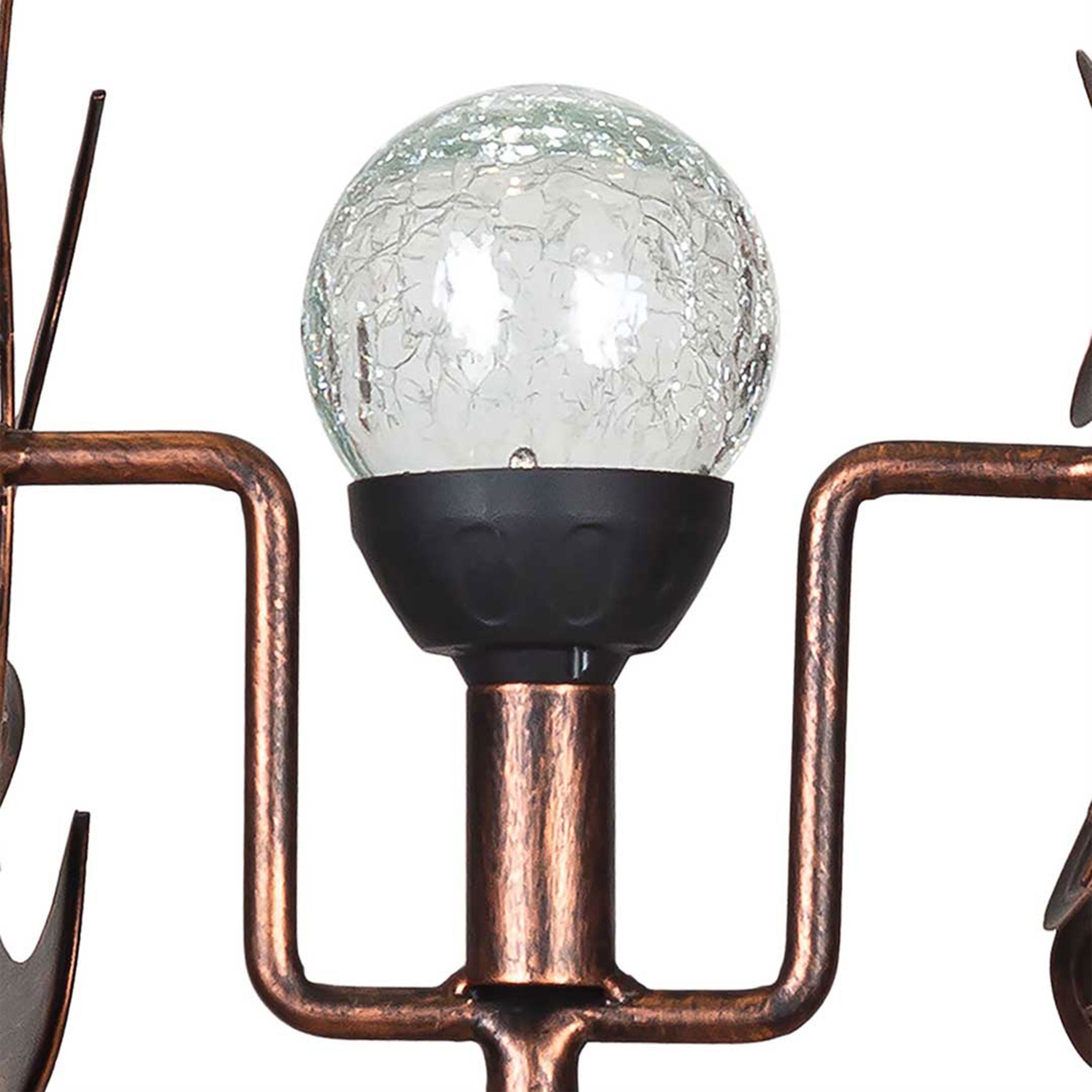 Kinetic Art Copper Dolphins Duett - Solar LED Metall Windrad Windspiel Metall Garten Windrad stehend