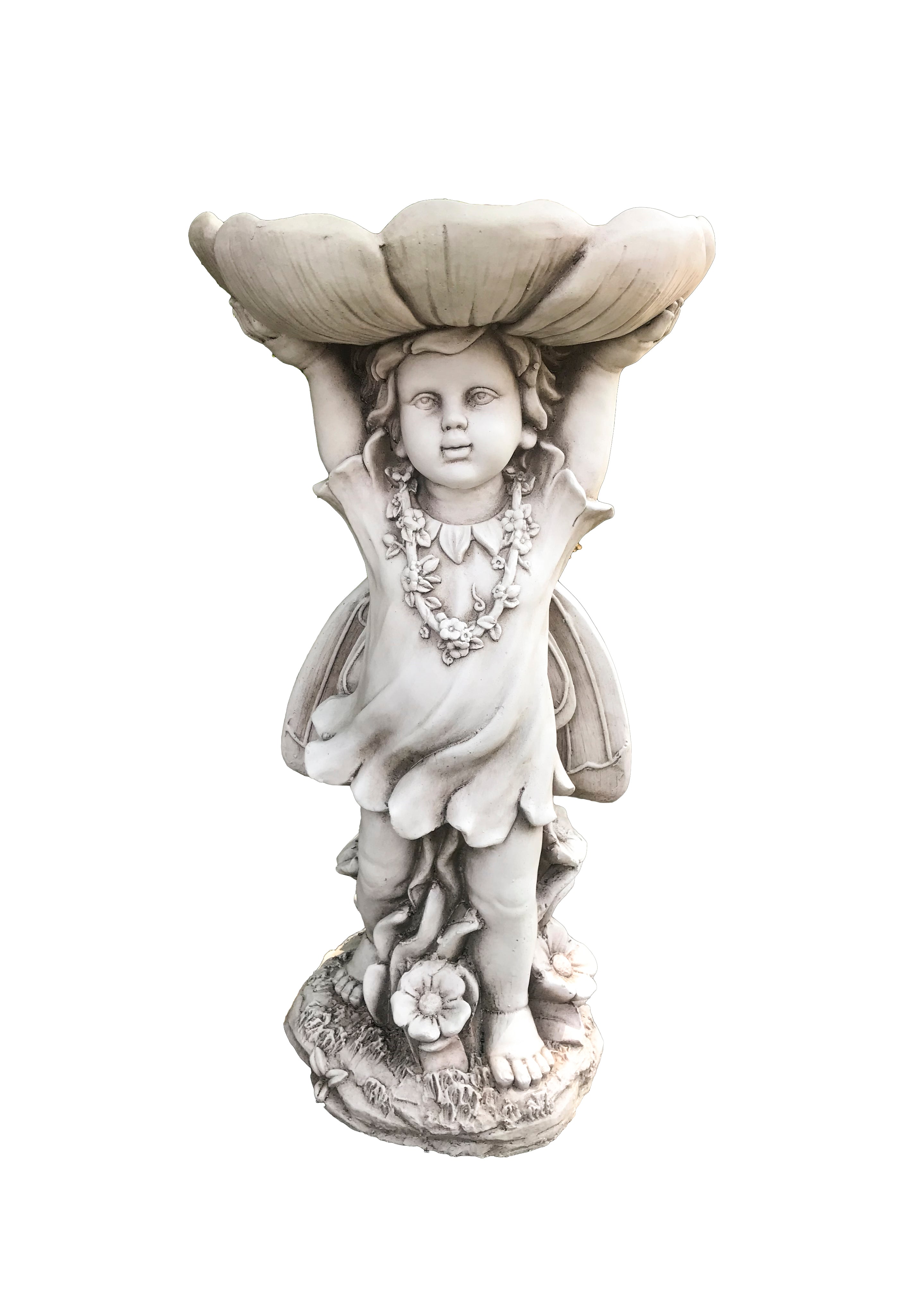 Gartenfigur bezaubernde Gartendeko ROSALIE Statue mit Vogeltränke von Garden Pleasure