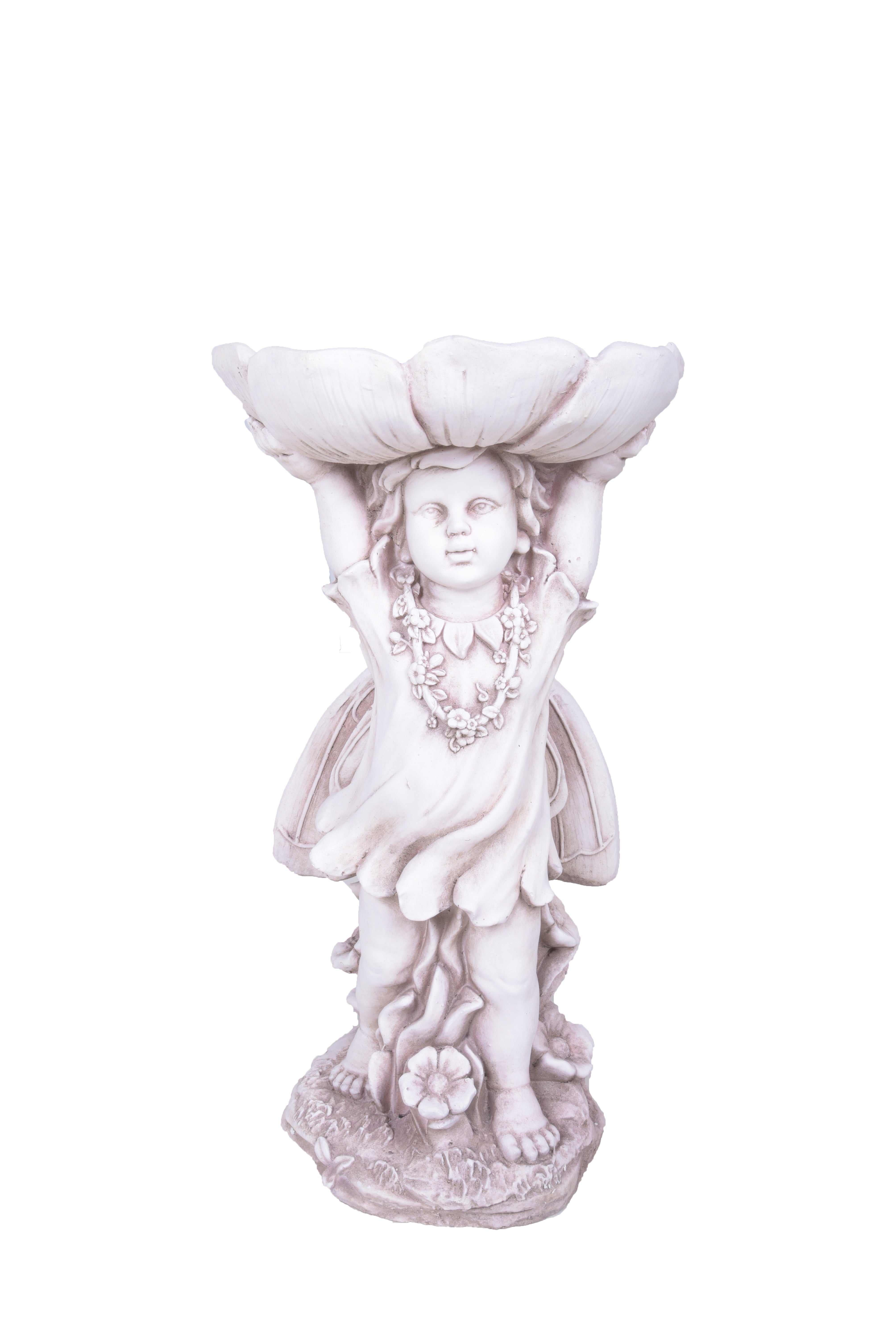 Gartenfigur bezaubernde Gartendeko ROSALIE Statue mit Vogeltränke von Garden Pleasure