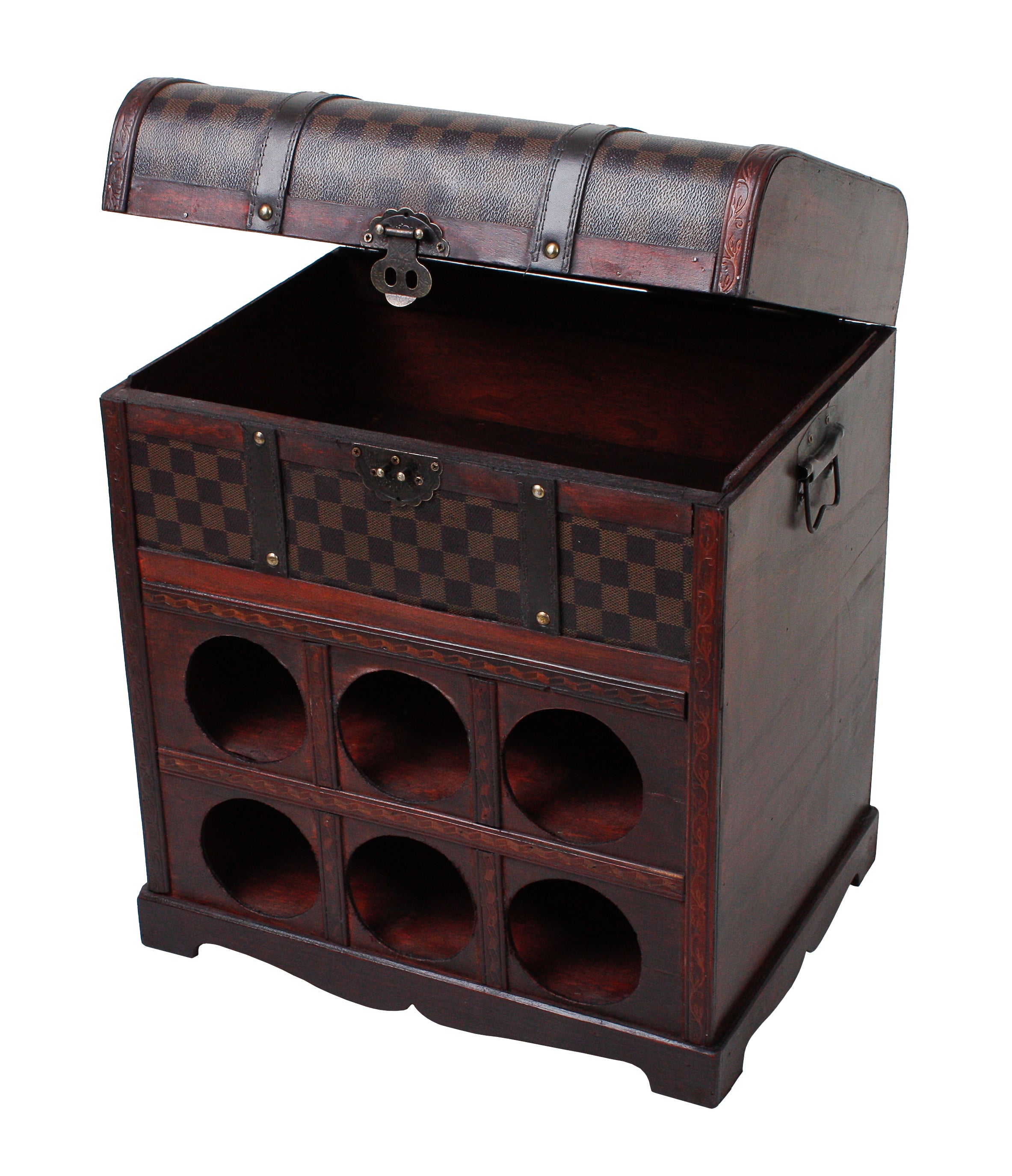 Weinregal Kolonialstil kompaktes Flaschenregal Flaschenständer mit Fach von Deco Pleasure