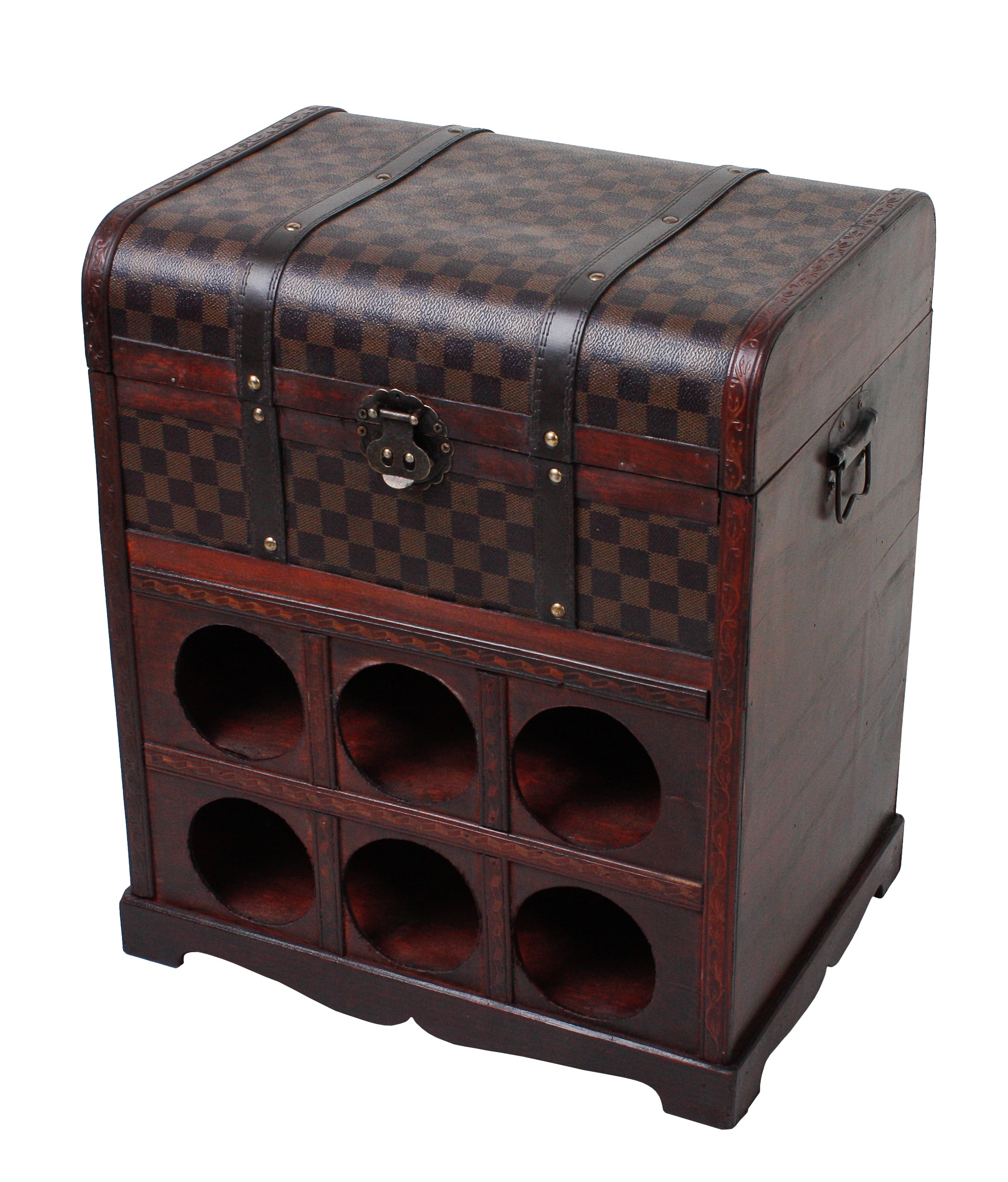 Weinregal Kolonialstil kompaktes Flaschenregal Flaschenständer mit Fach von Deco Pleasure