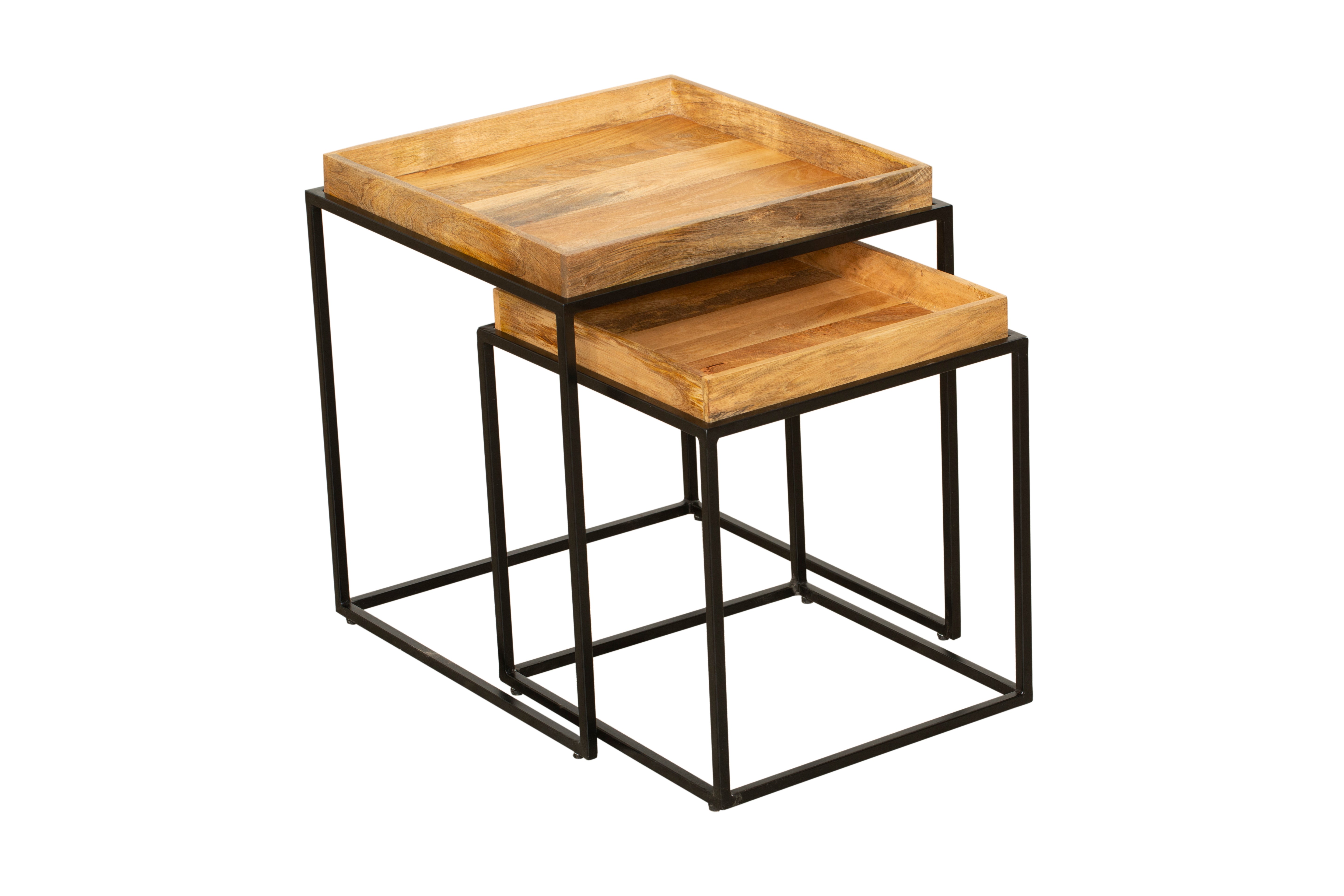 Beistelltisch 2er-Set massive Satztische BANGALORE Sofatisch-Set aus Holz von Interia Home & Living