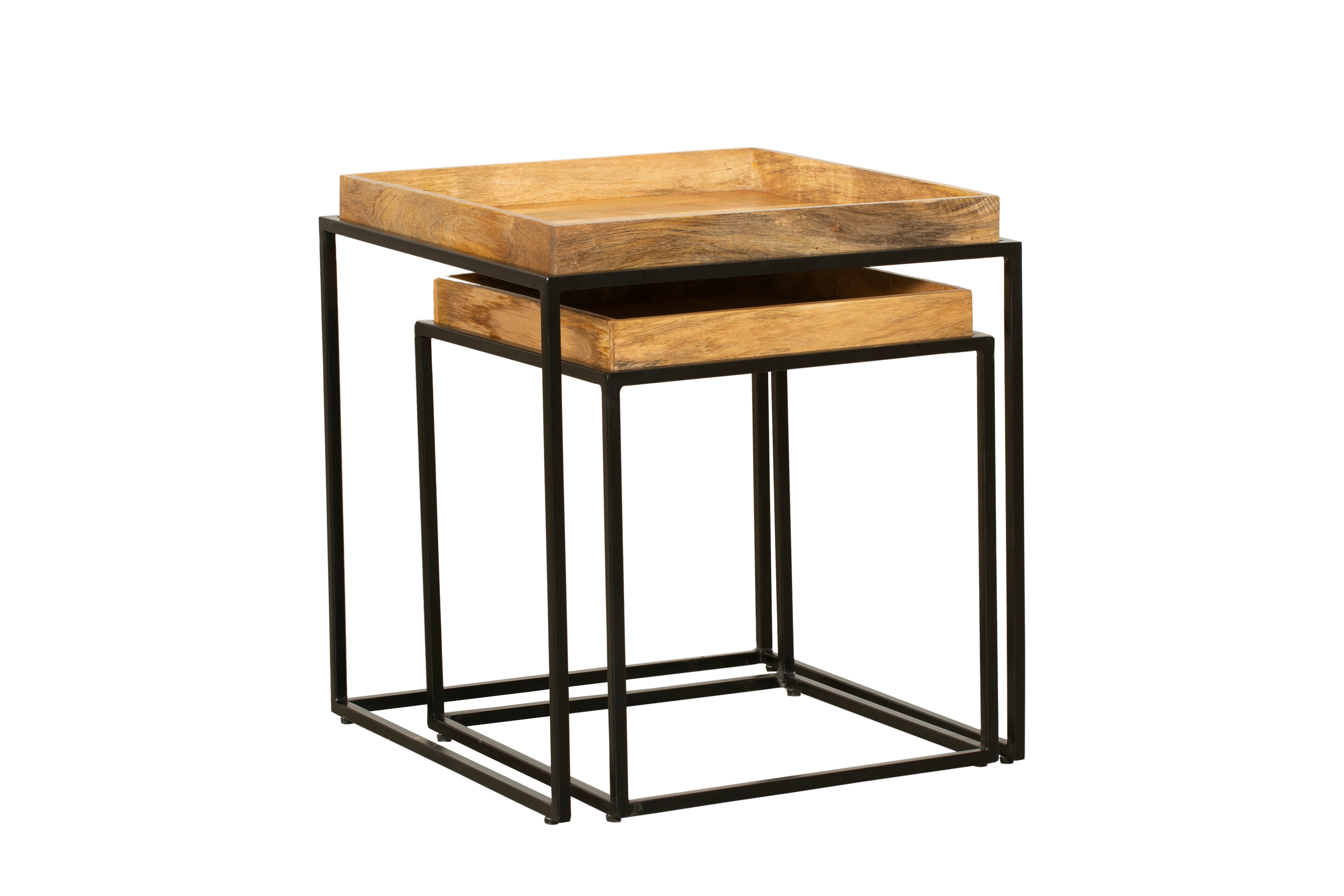 Beistelltisch 2er-Set massive Satztische BANGALORE Sofatisch-Set aus Holz von Interia Home & Living