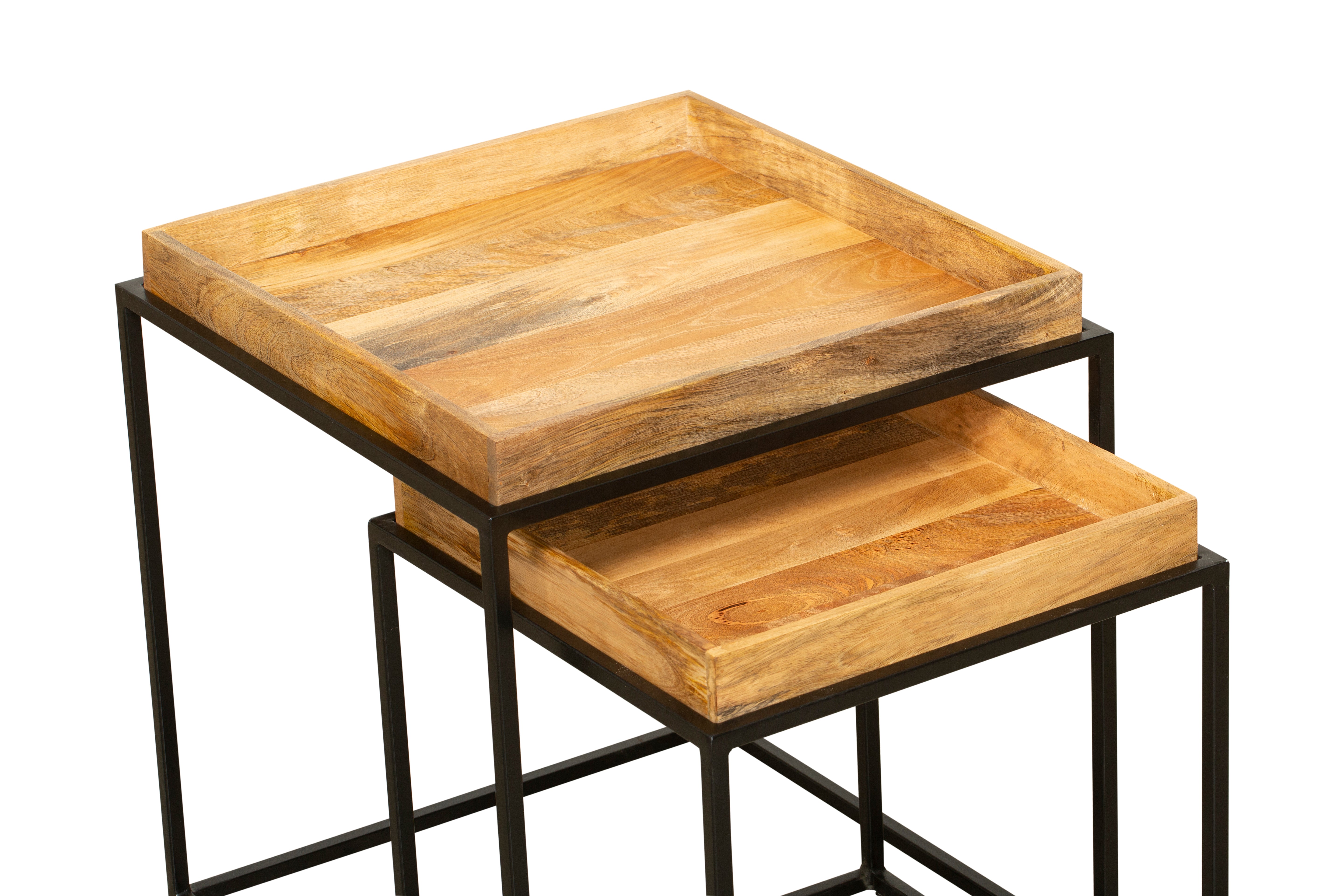 Beistelltisch 2er-Set massive Satztische BANGALORE Sofatisch-Set aus Holz von Interia Home & Living