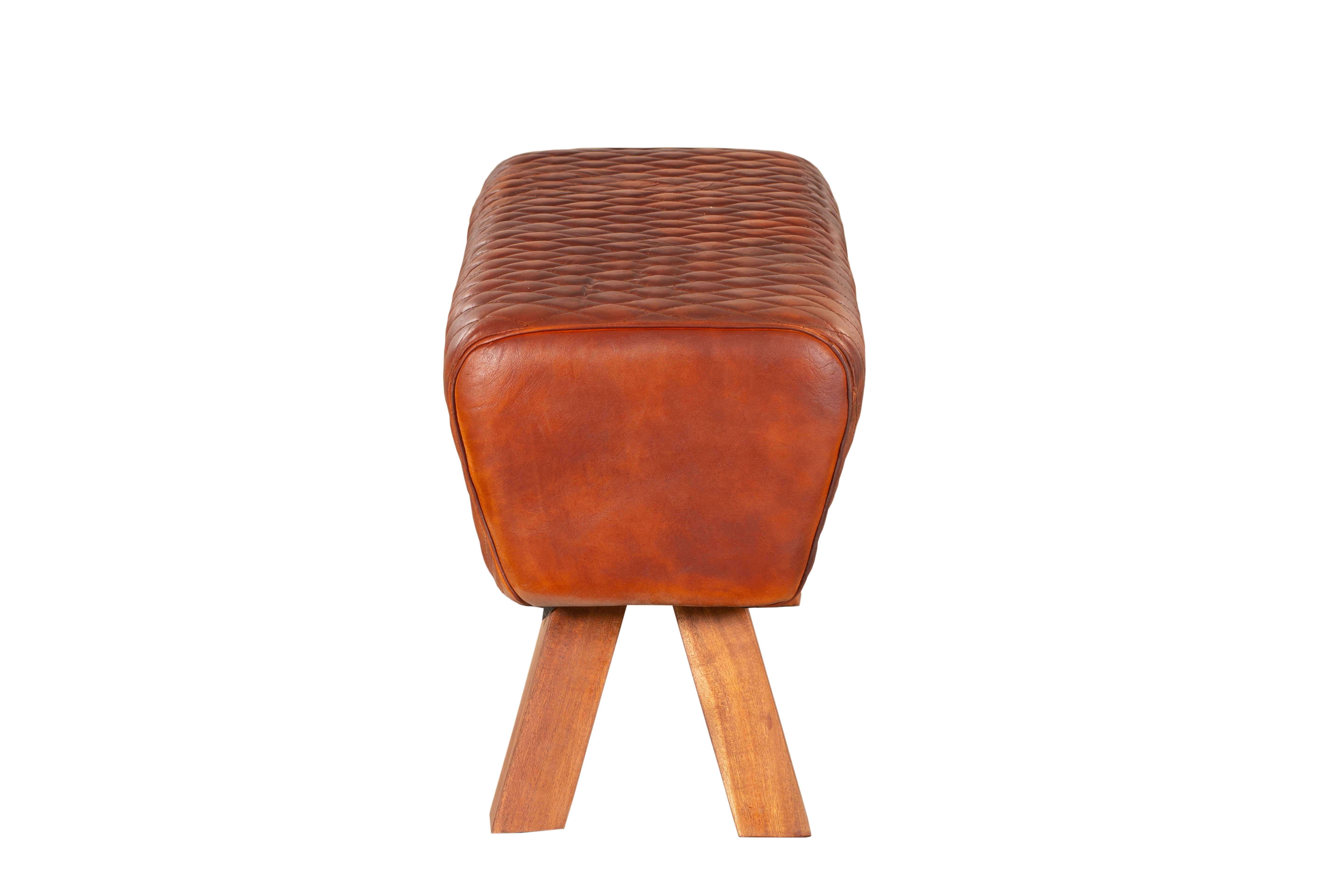 Sitzbank elegante Lederbank BHILAI Holzbank mit Rauten-Muster von Interia Home & Living