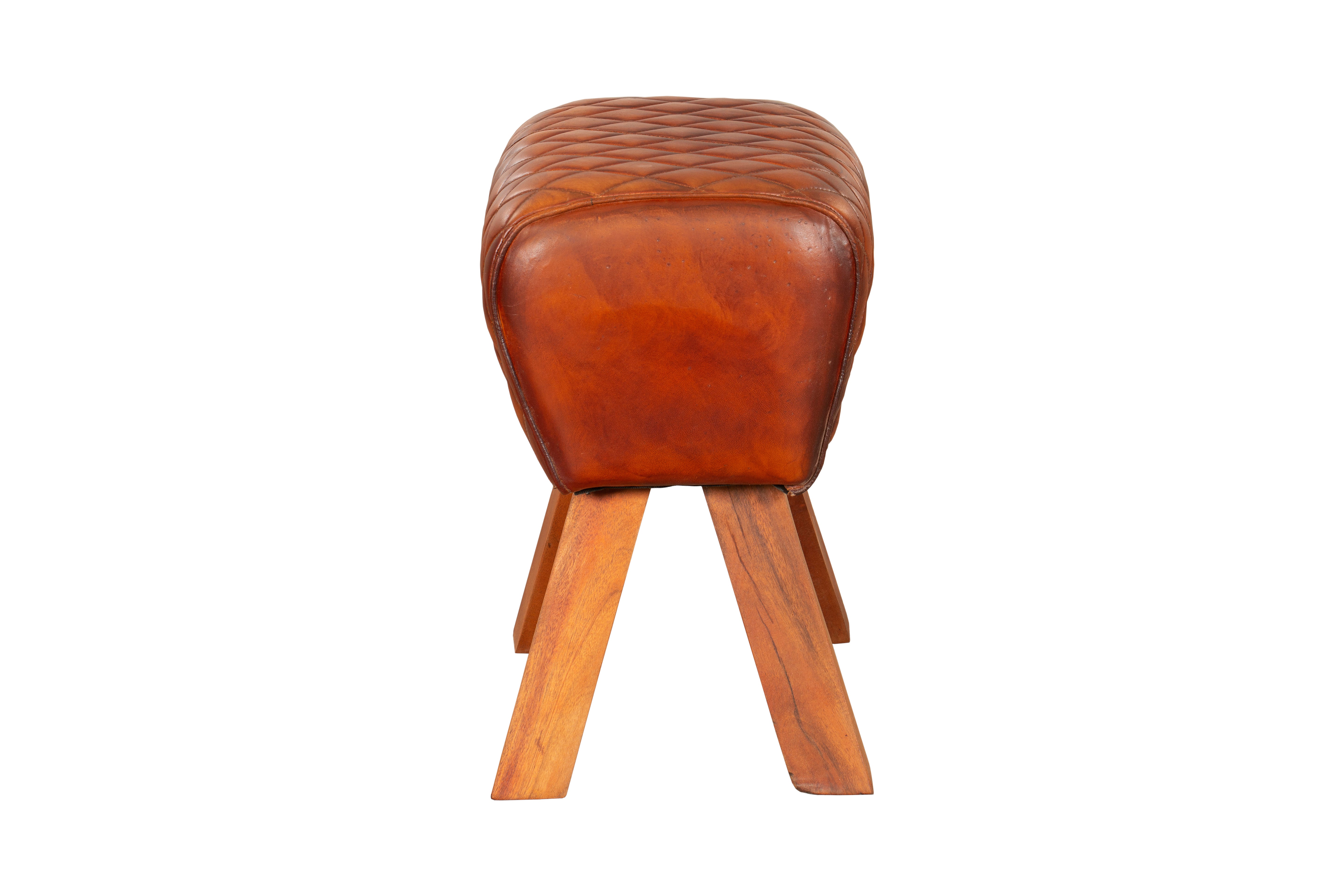 Hocker edler Sitzhocker NOIDA Lederhocker aus Massivholz von Interia Home & Living