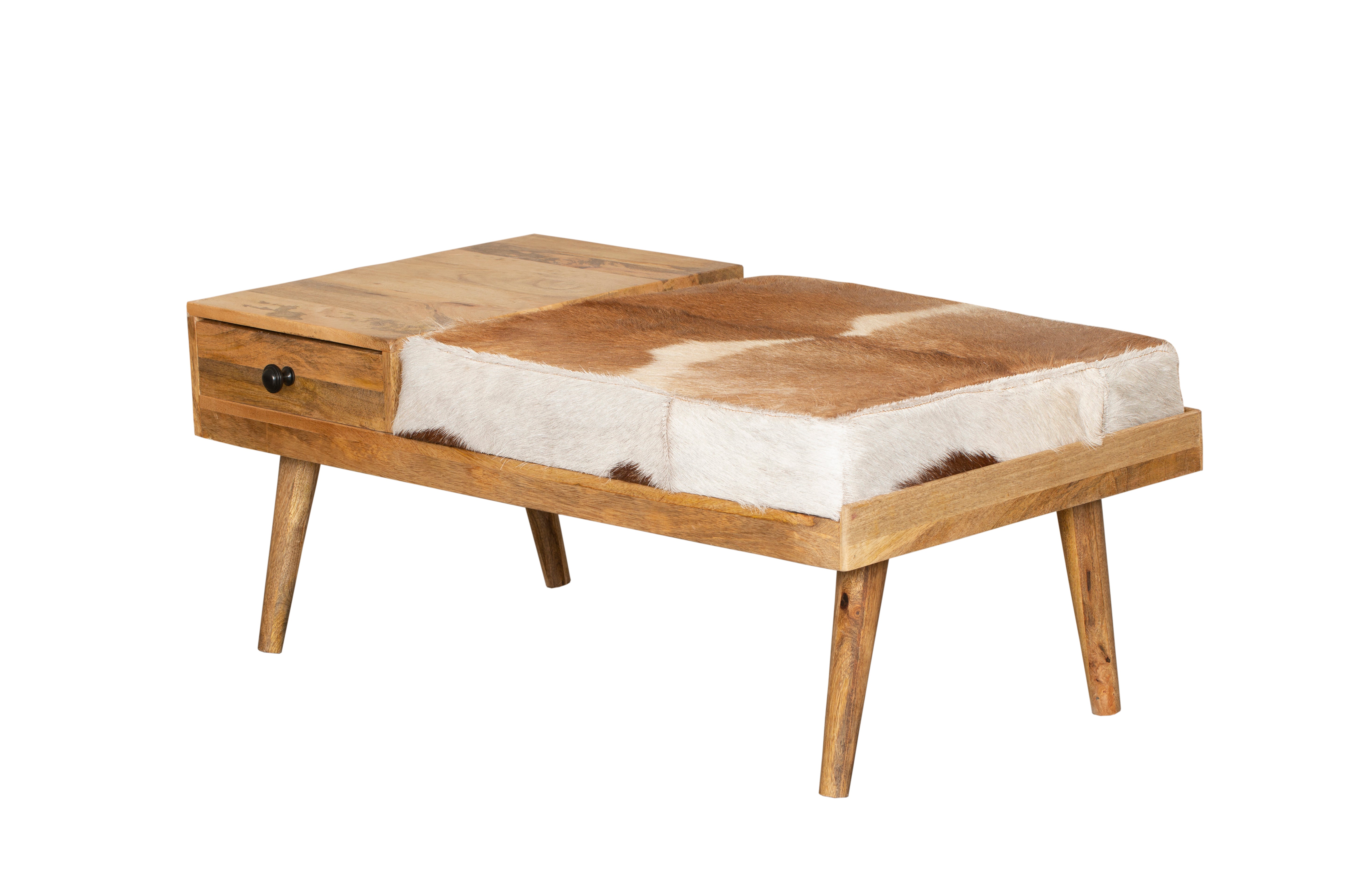 Sitzbank einzigartige Fellbank PATNA Holzbank mit Stauraum von Interia Home & Living