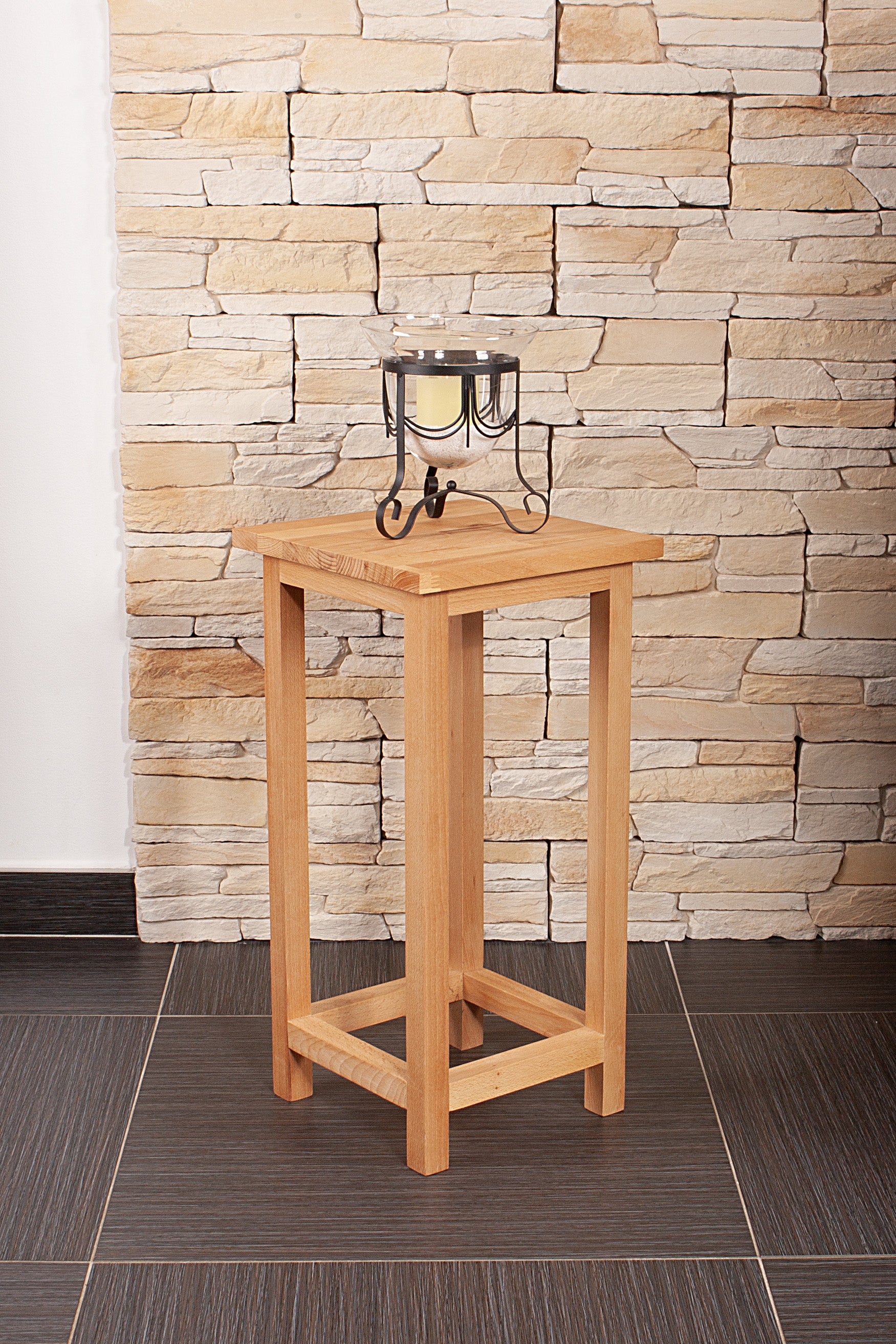 Blumenständer massiver Pflanzenständer MARCO 2 Dekohocker aus Kernbuche von Interia Home & Living