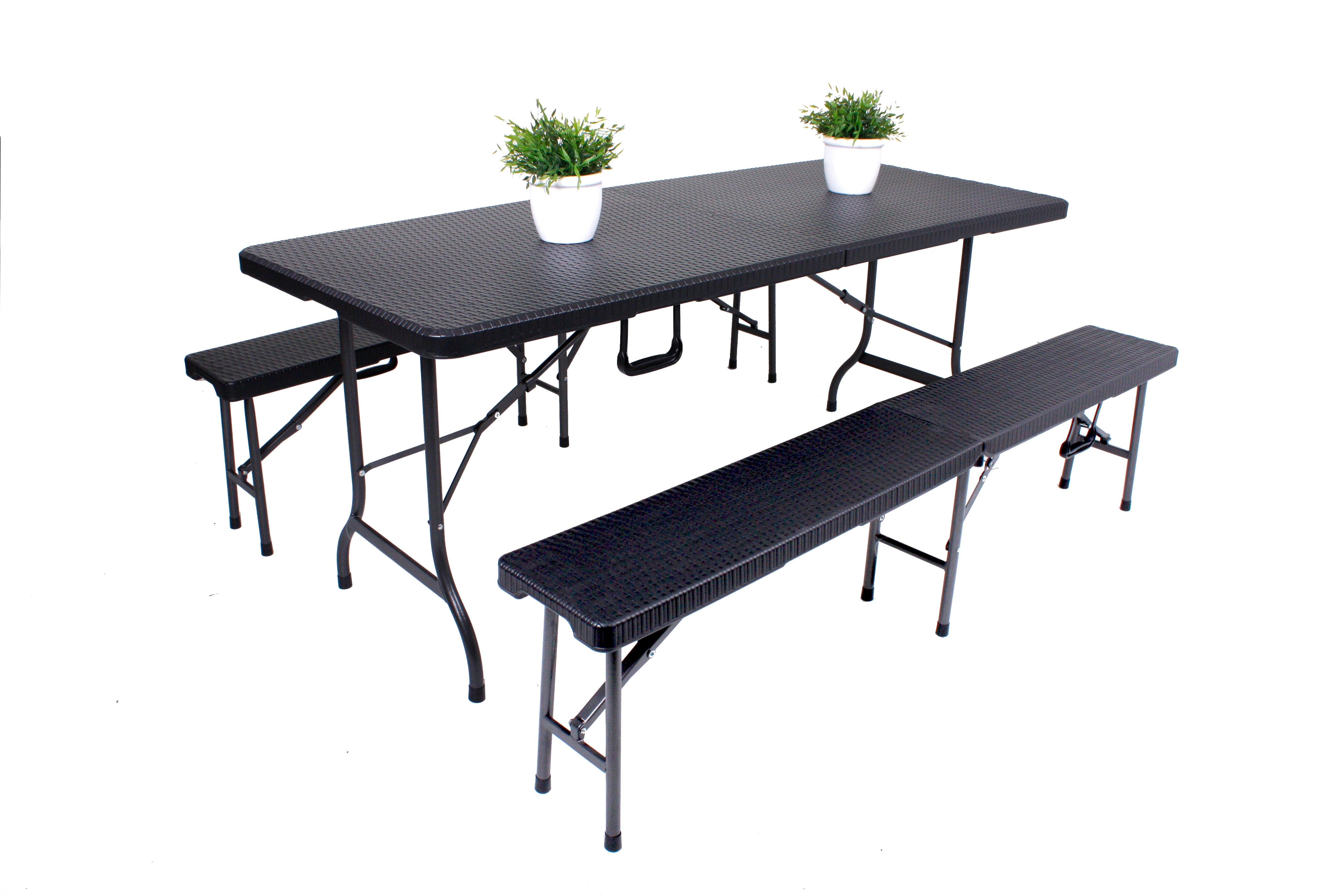 Tisch-Set 3-teilig klappbare Bierzeltgarnitur VENTANA Gartenset in Rattan-Optik von Garden Pleasure