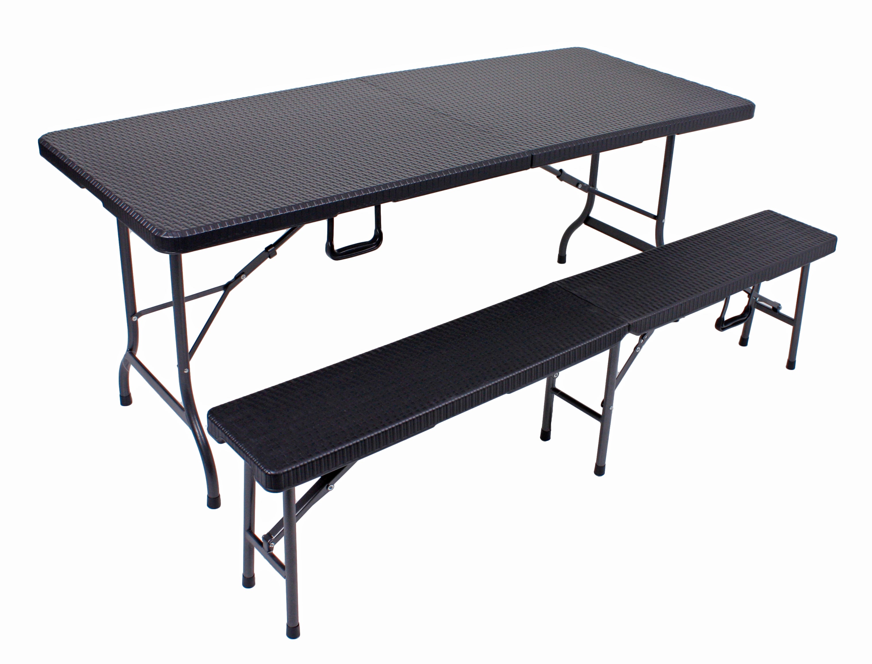 Tisch-Set 3-teilig klappbare Bierzeltgarnitur VENTANA Gartenset in Rattan-Optik von Garden Pleasure