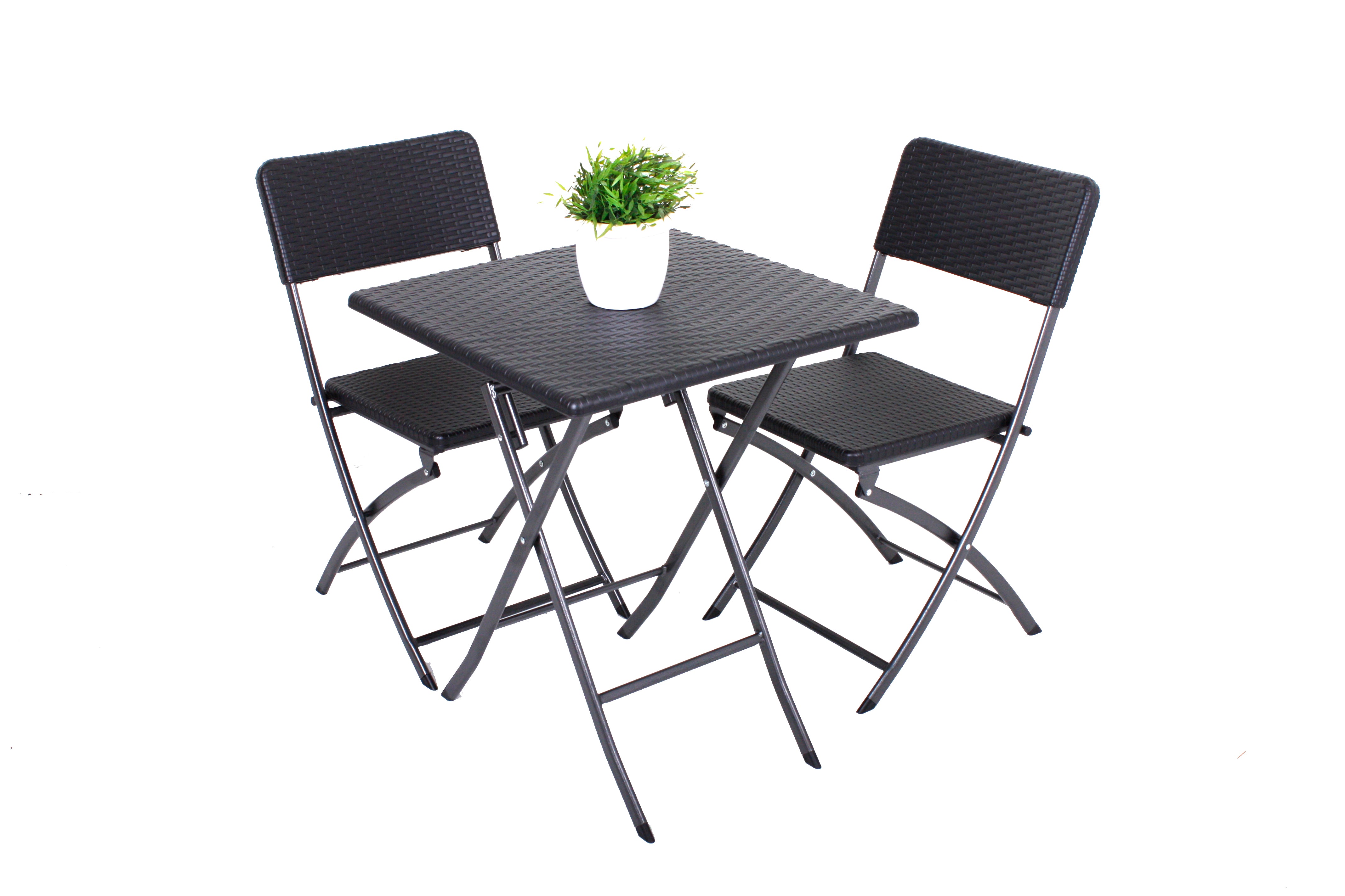 Balkon-Set 3-teilig klappbares Bistroset VENTANA Sitzgruppe in Rattan-Optik von Garden Pleasure