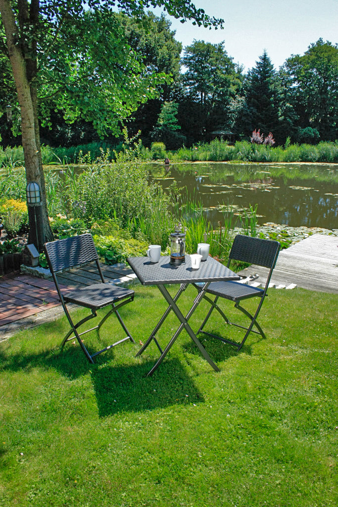 Balkon-Set 3-teilig klappbares Bistroset VENTANA Sitzgruppe in Rattan-Optik von Garden Pleasure