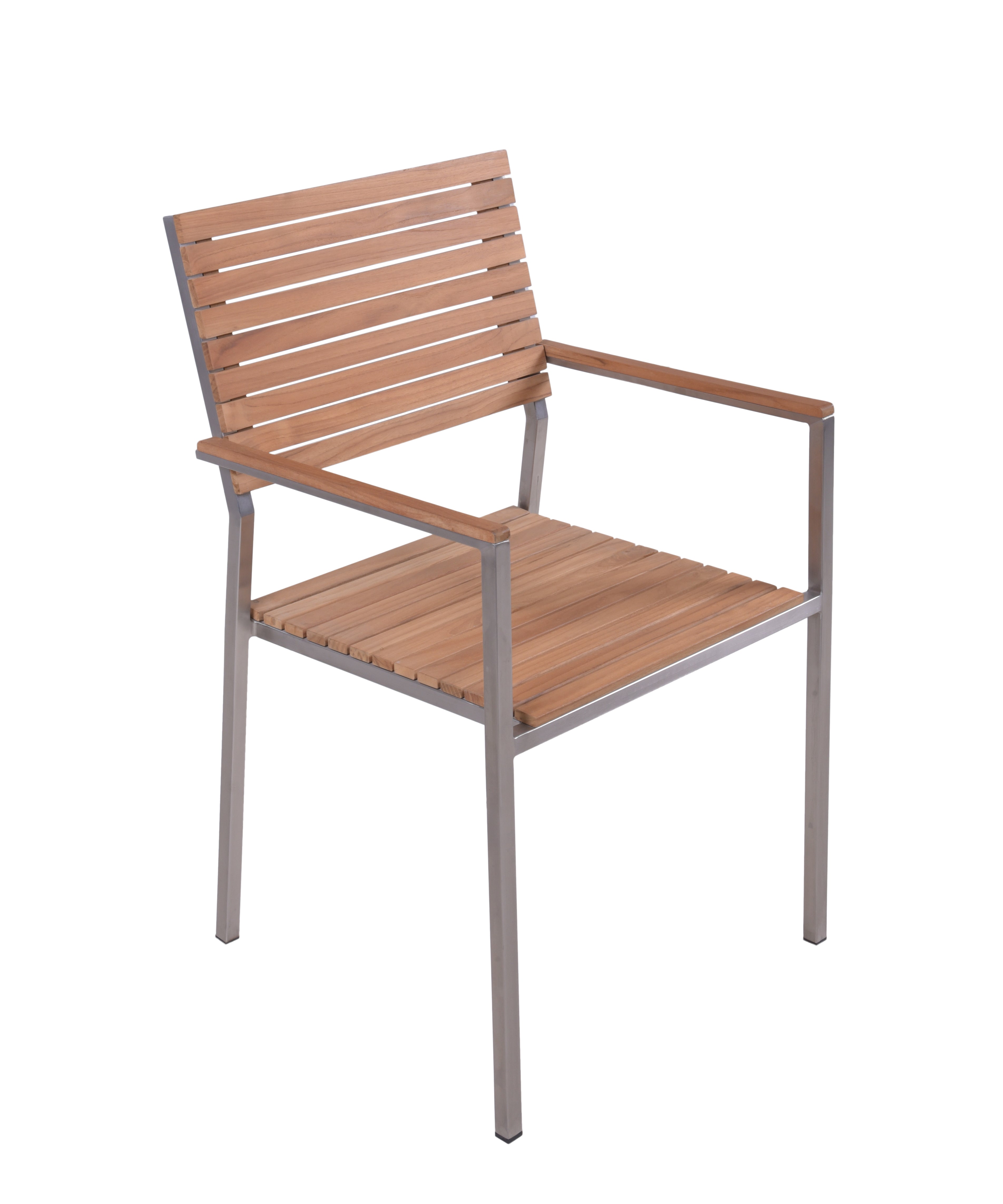 Stapelstuhl Gartenstuhl DENVER 4er Set Teakstuhl Edelstahl von Garden Pleasure