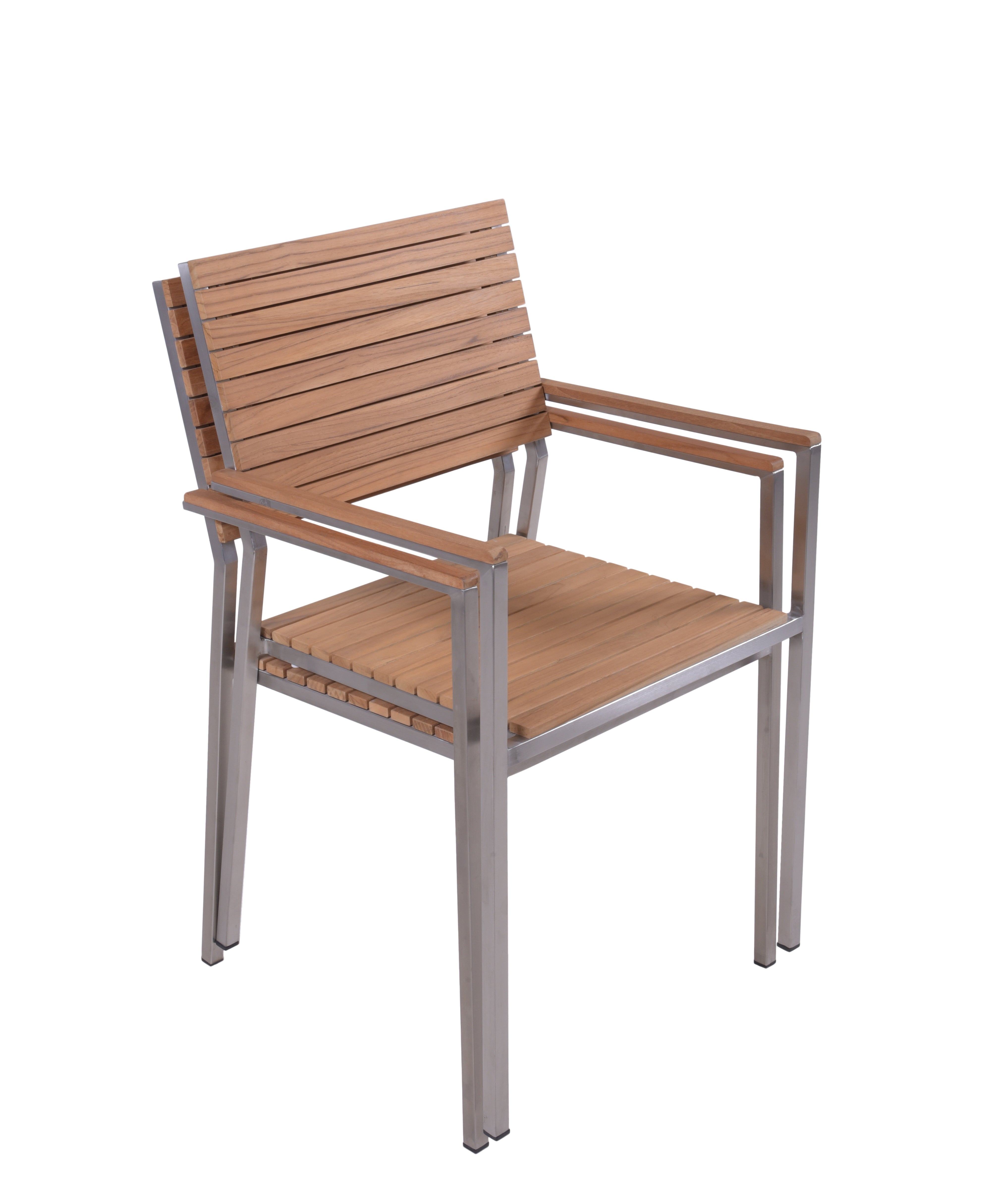 Stapelstuhl Gartenstuhl DENVER 4er Set Teakstuhl Edelstahl von Garden Pleasure