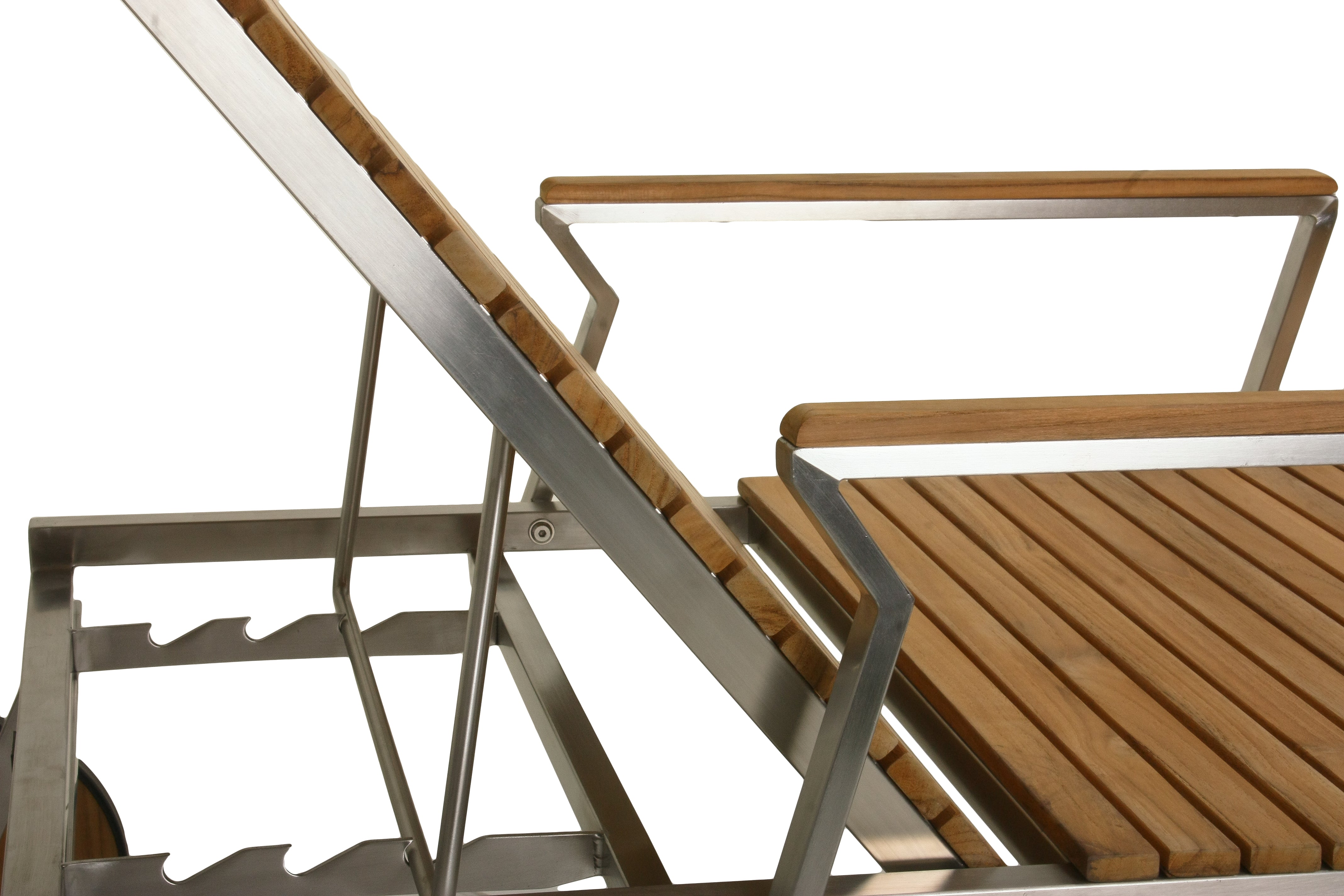 Sonnenliege Gartenliege DENVER Liegestuhl Teak Edelstahl mit Rollen von Garden Pleasure