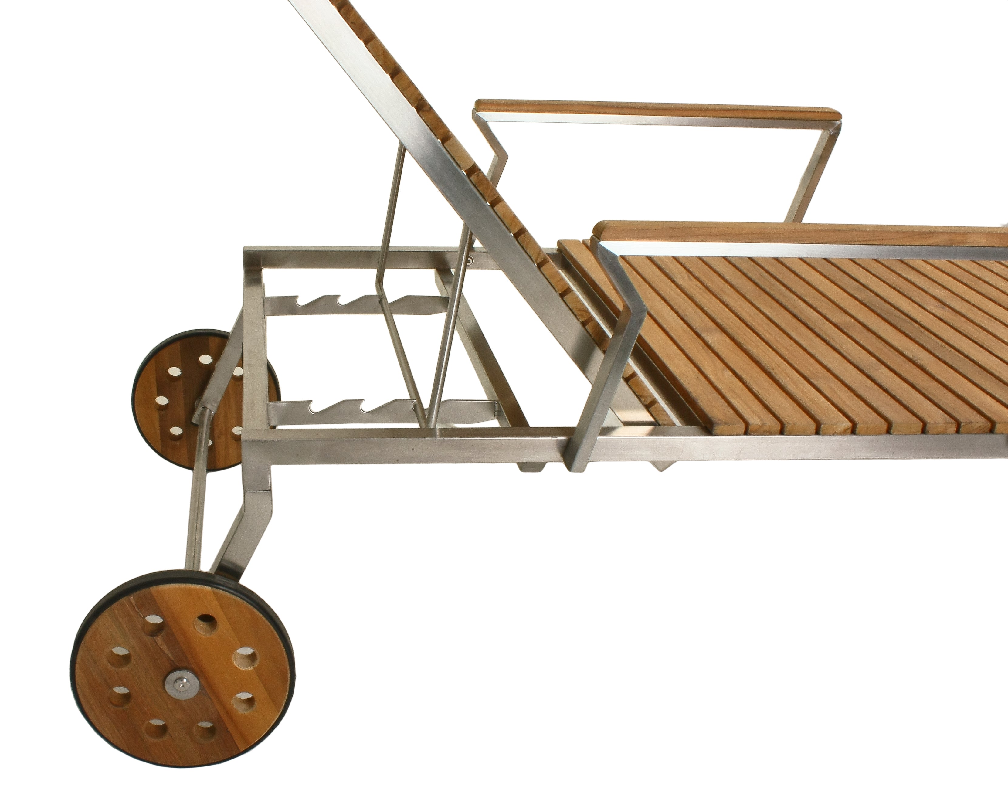 Sonnenliege Gartenliege DENVER Liegestuhl Teak Edelstahl mit Rollen von Garden Pleasure