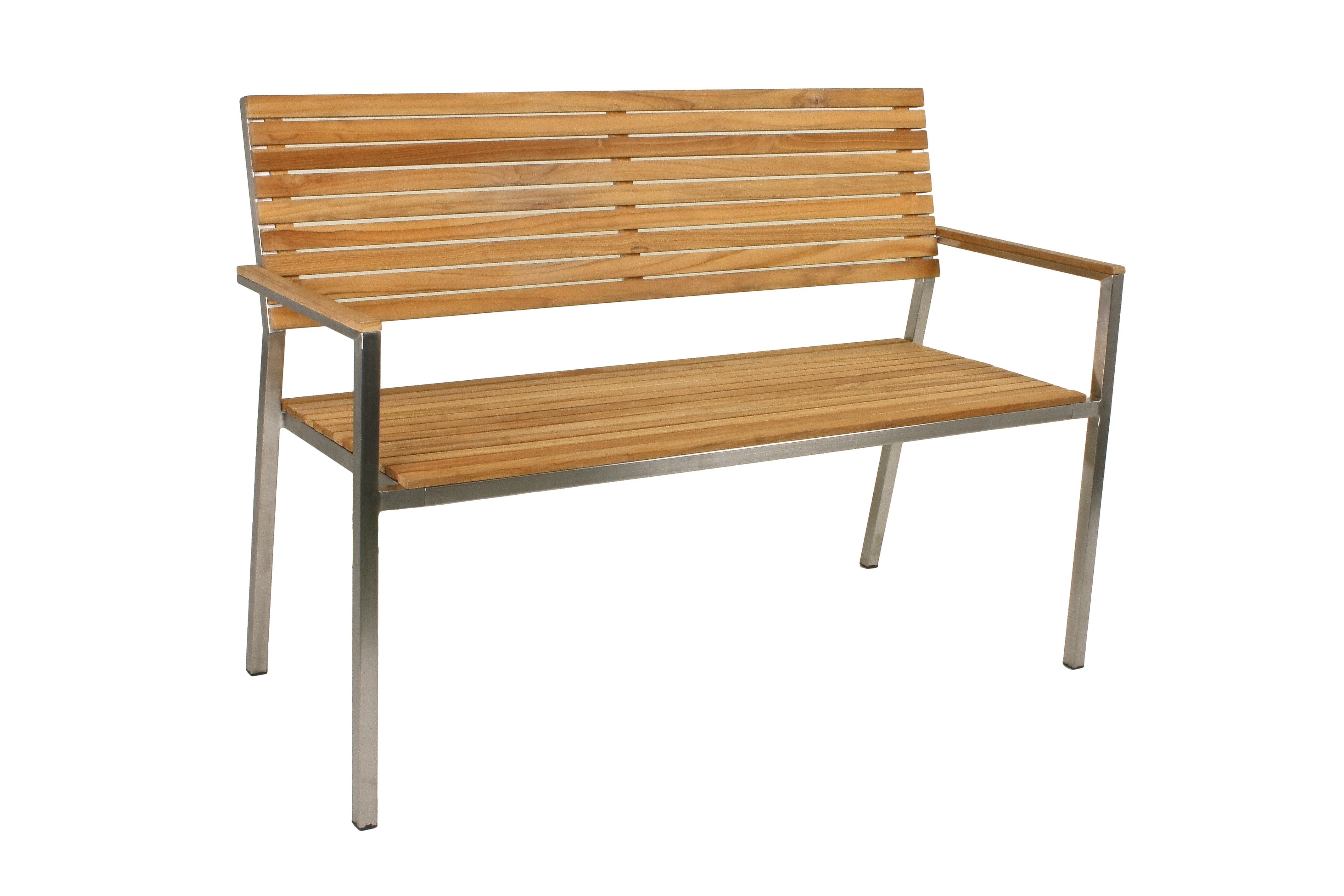 Sitzbank Gartenbank DENVER 2-Sitzer Teak Edelstahl modern von Garden Pleasure