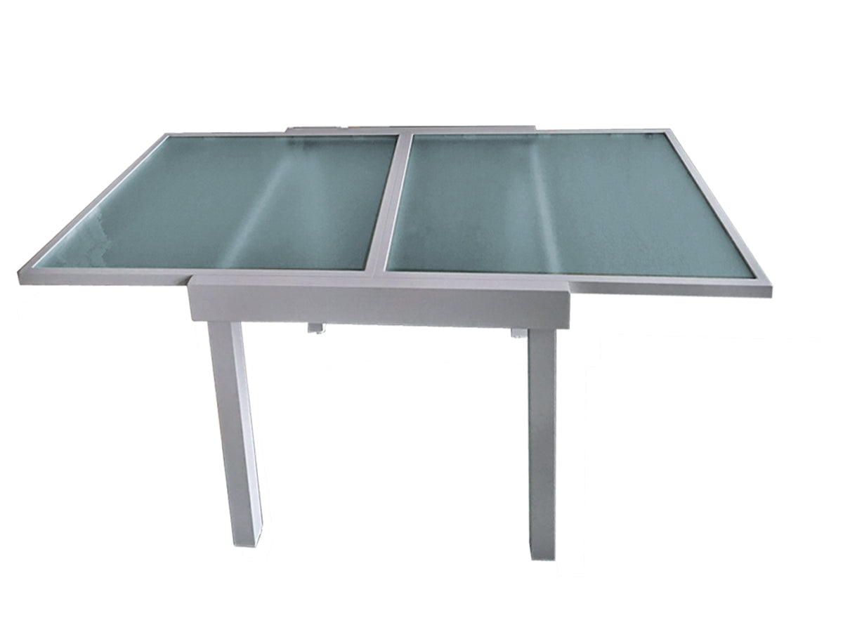 Ausziehtisch Gartentisch LOLA Esstisch Aluminium Glasplatte kompakt von Garden Pleasure
