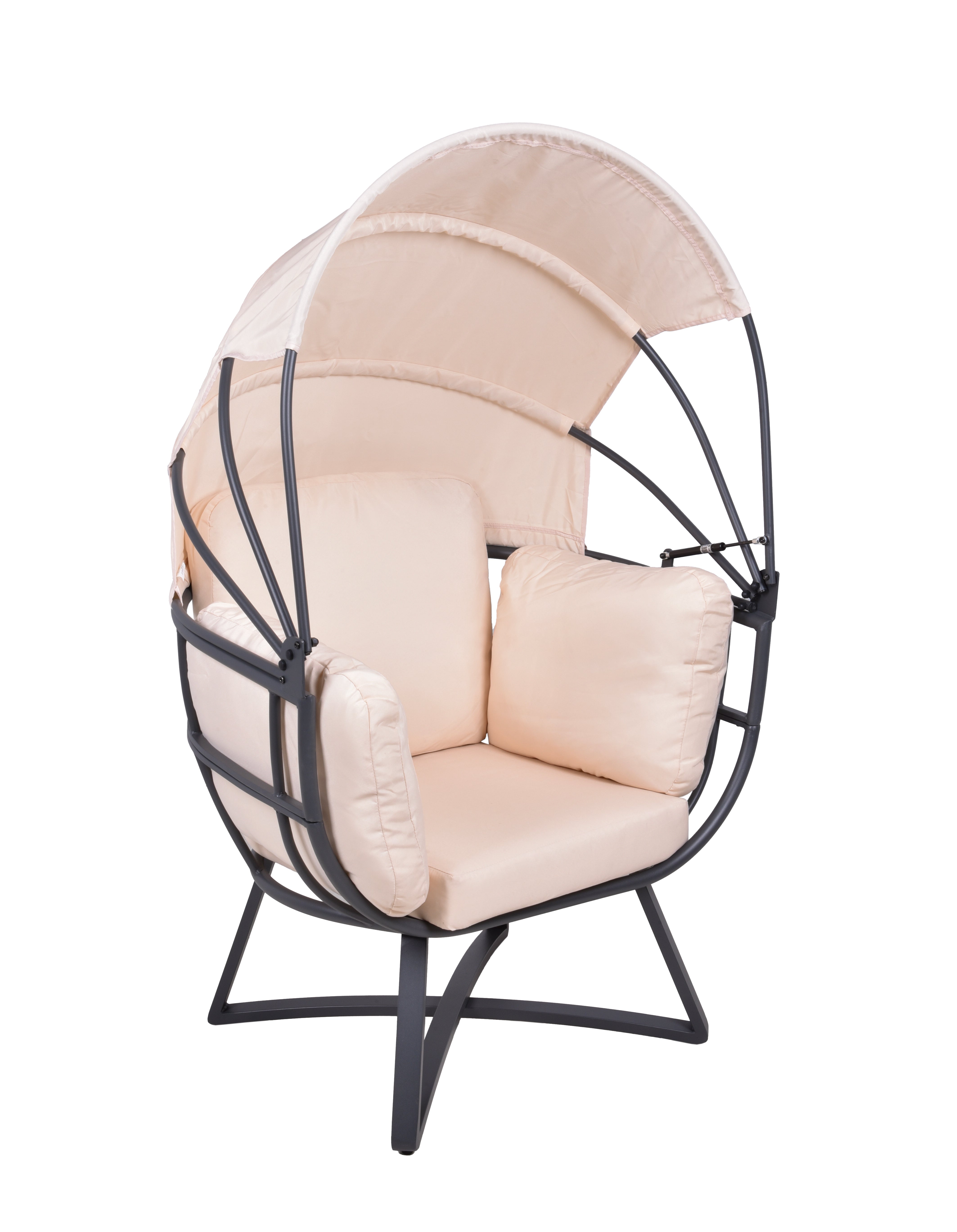 Gartensessel Loungesessel DELOS Hängesessel mit Dach Korb-Sessel beige von Garden Pleasure