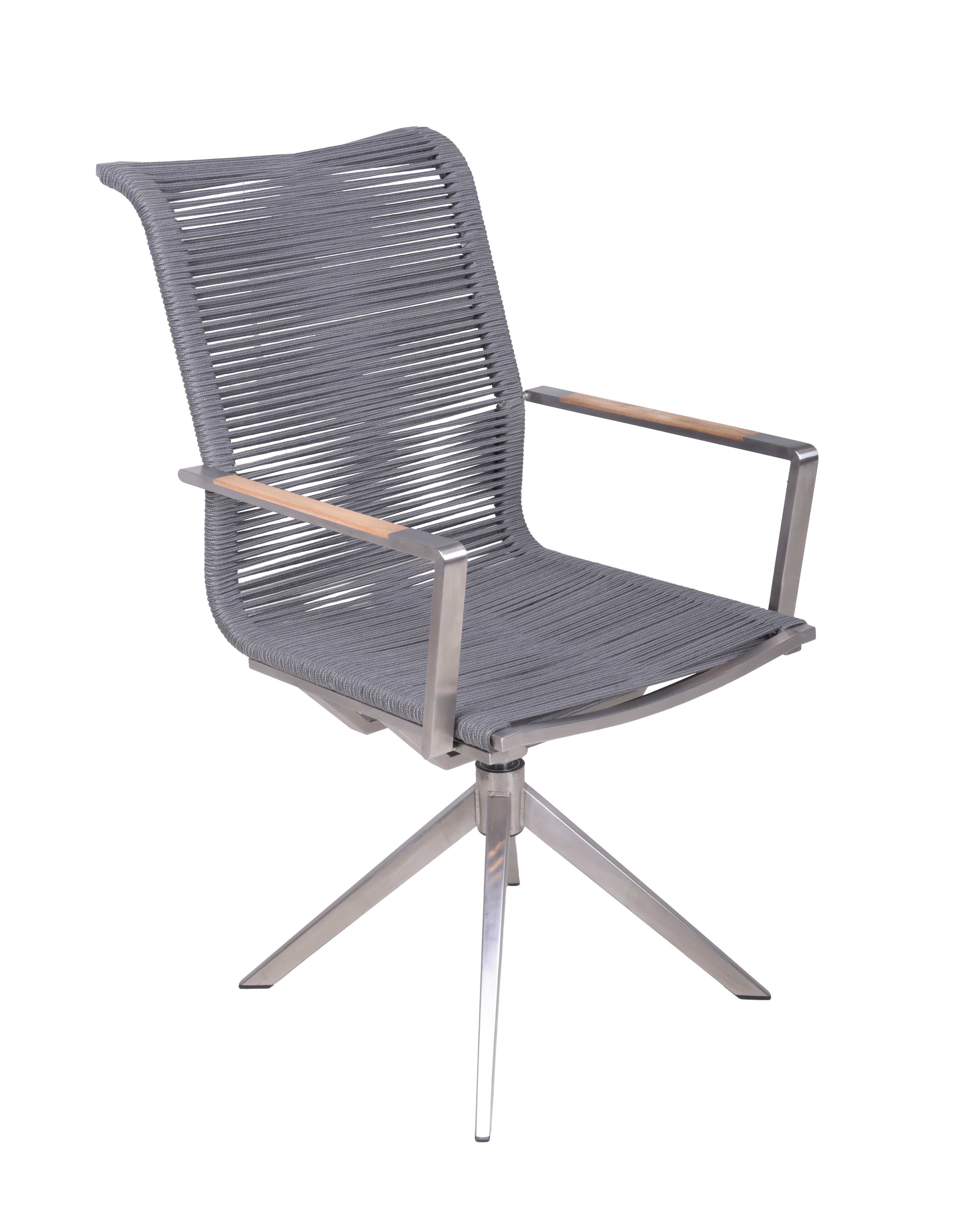 Gartenstuhl Drehstuhl RUBIERA 2er Set Edelstahl Teak Rope von Garden Pleasure