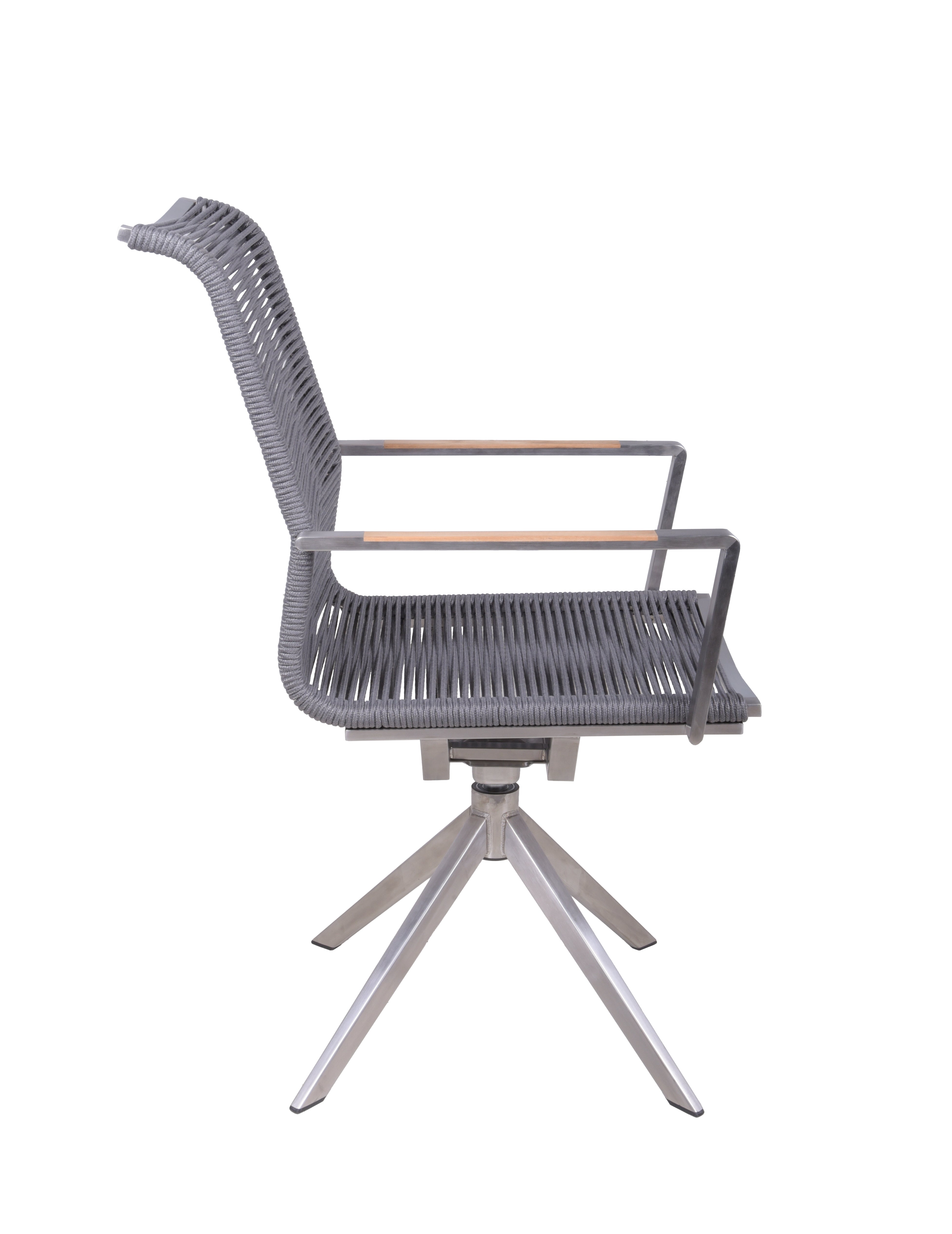 Gartenstuhl Drehstuhl RUBIERA 2er Set Edelstahl Teak Rope von Garden Pleasure