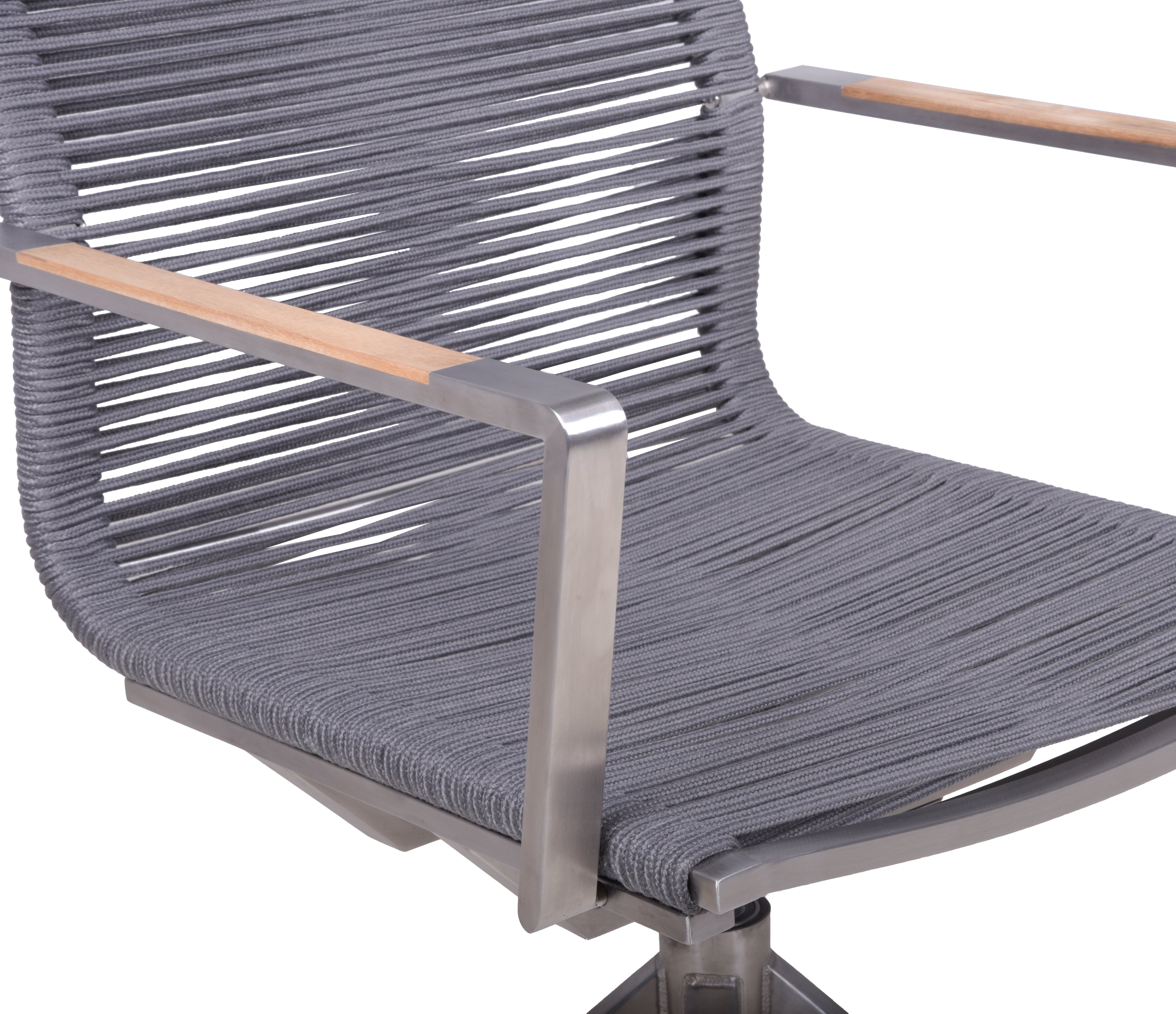 Gartenstuhl Drehstuhl RUBIERA 2er Set Edelstahl Teak Rope von Garden Pleasure