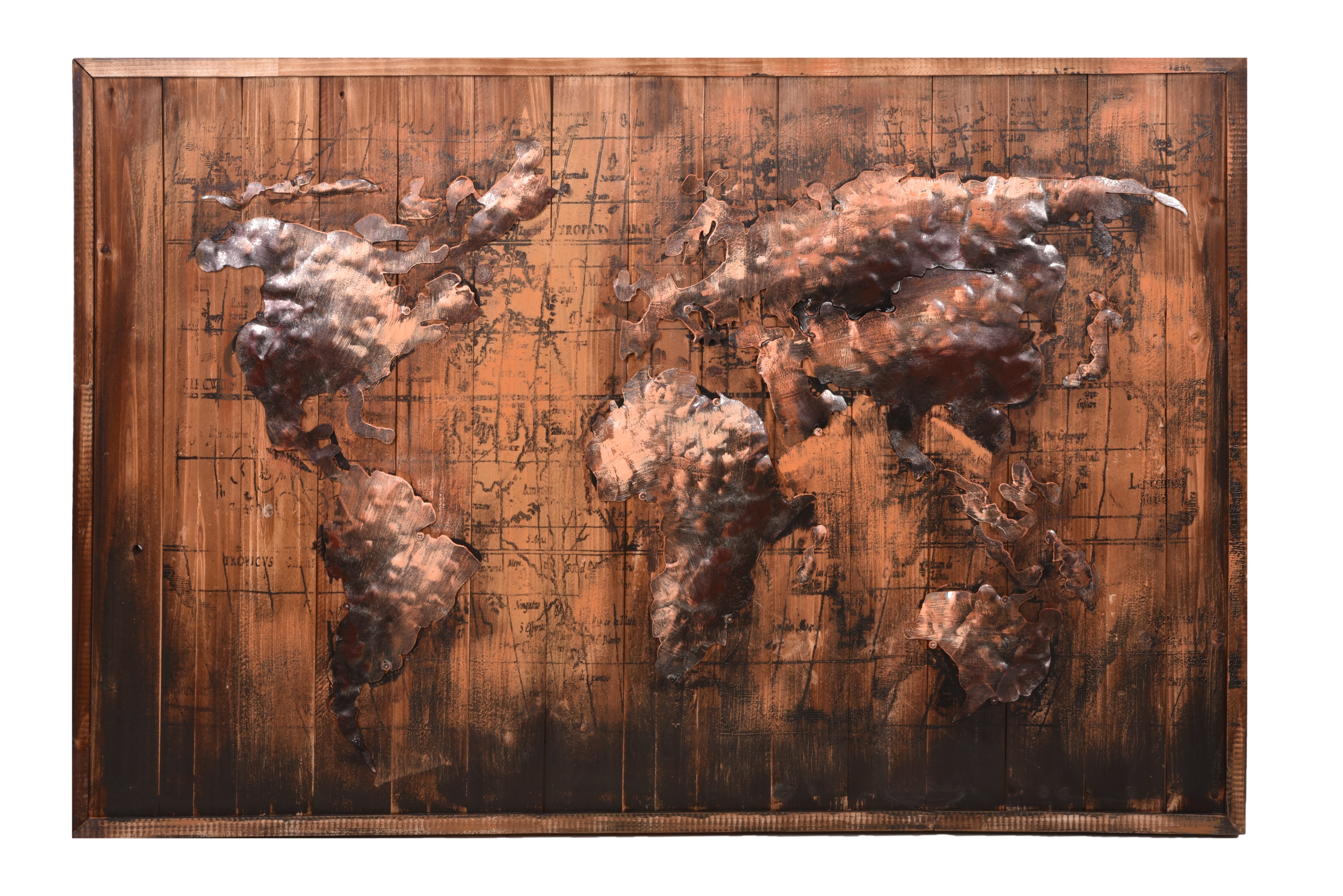 3D Metallbild Weltkarte rustikale Wanddeko braun Weltkarten-Bild von Interia Home & Living