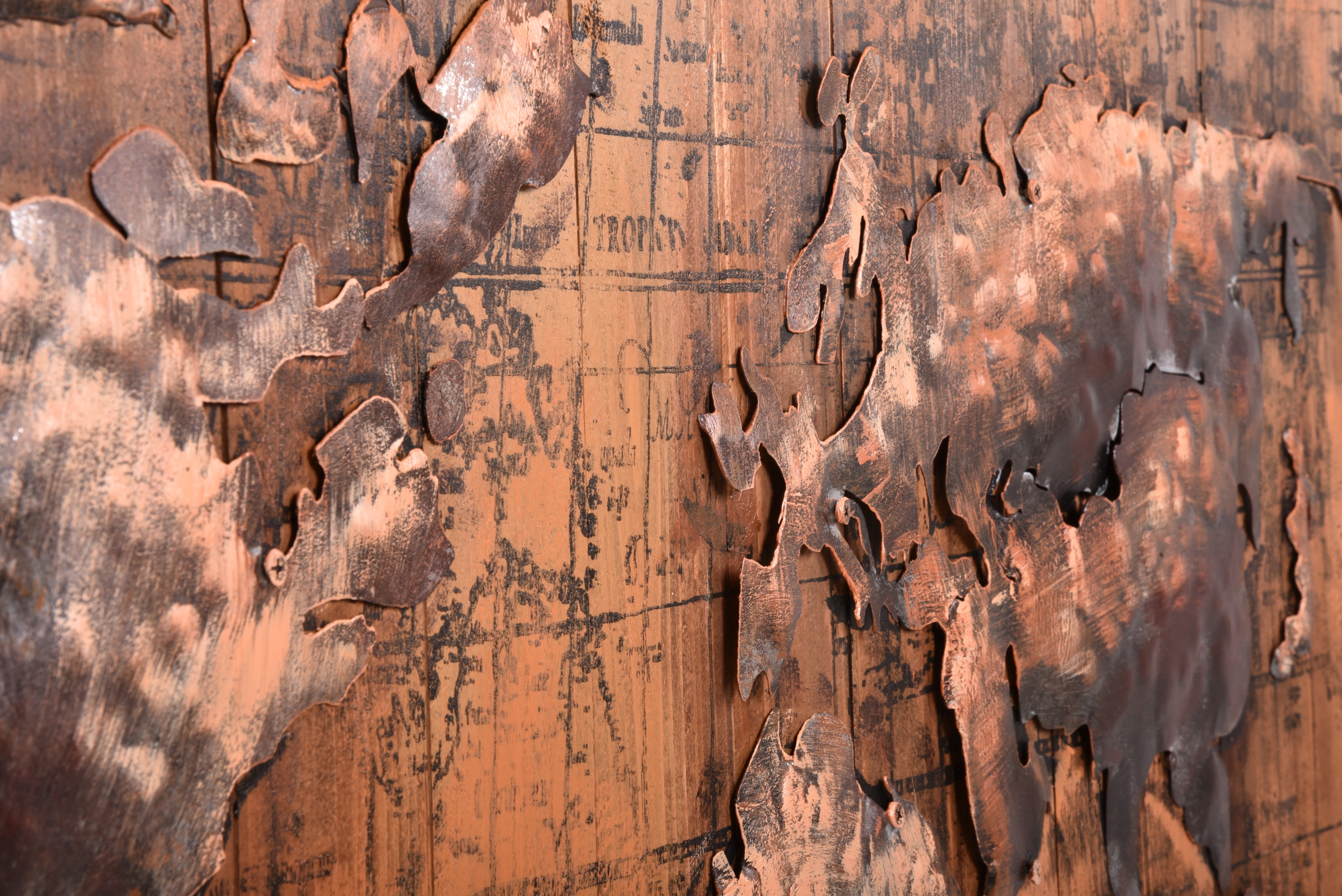 3D Metallbild Weltkarte rustikale Wanddeko braun Weltkarten-Bild von Interia Home & Living