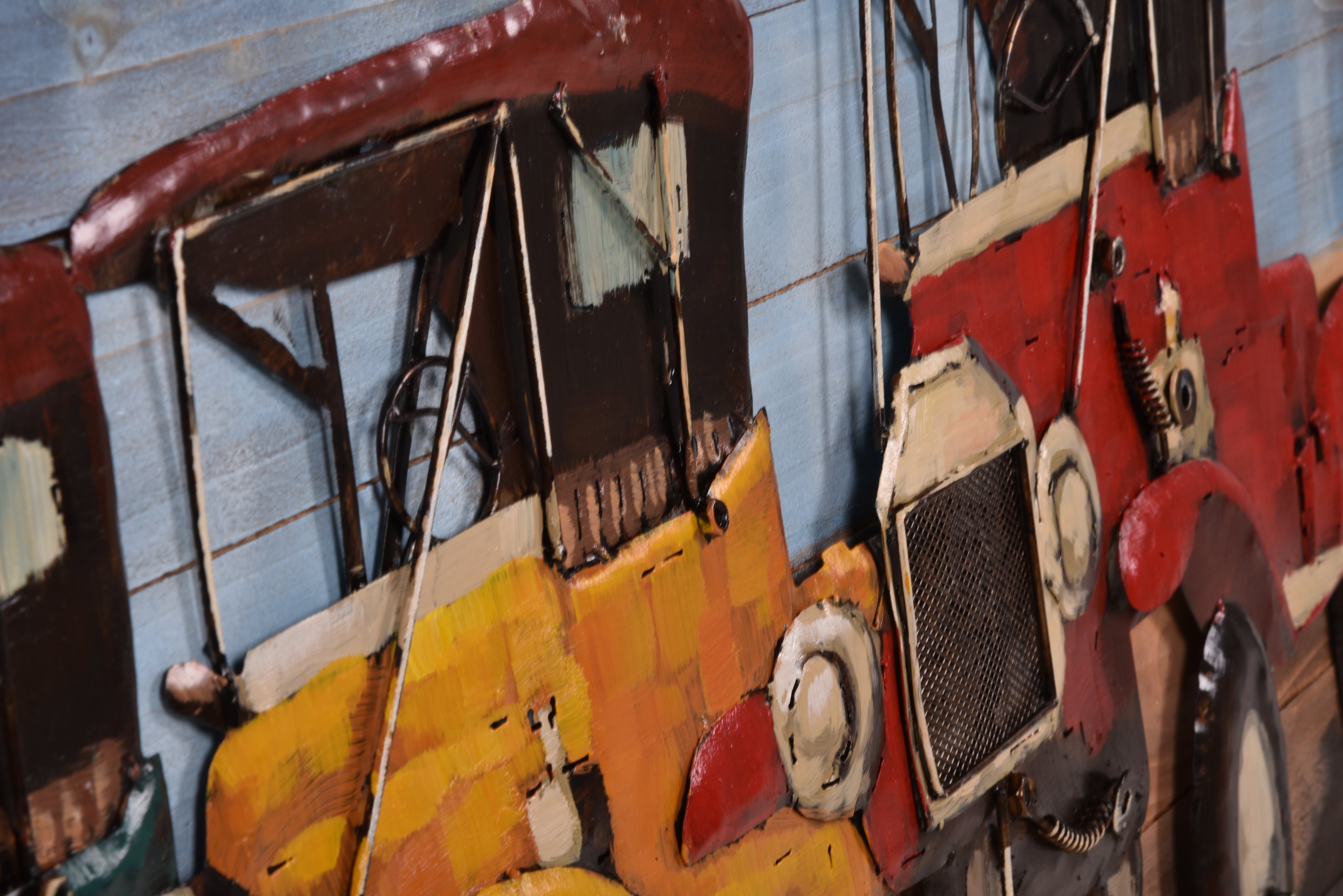 3D Metallbild Oldtimer buntes Wandbild Auto Vintage-Wandkunst von Interia Home & Living